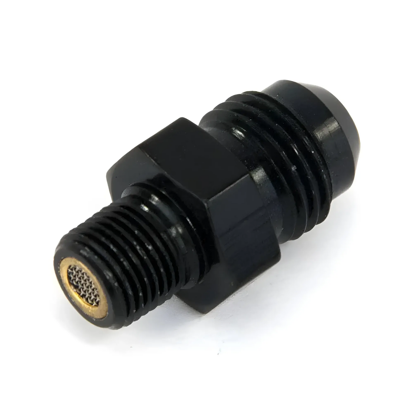 Nitrous Outlet 1/8" NPT x 6AN Straight Filter Fitting - Male/Male (Black)
