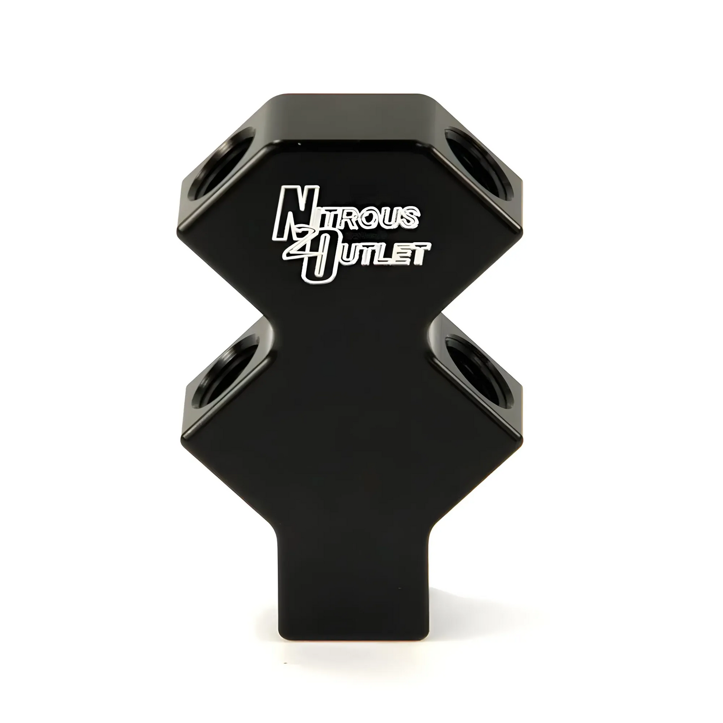 Nitrous Outlet 4-Way 1/4" NPT High Flow Stacked Y Distribution Block - 1 Female in/4 Female out