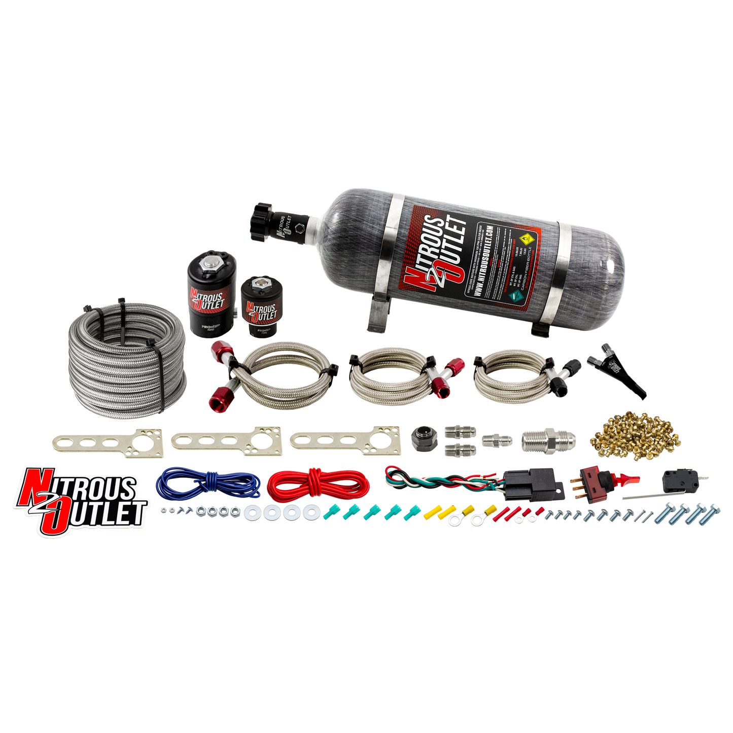 Nitrous Outlet GM 2010-2020 V6 Camaro EFI Single Nozzle System - Gas/E85 (5-55psi)(35-200HP)(12lb Bottle)