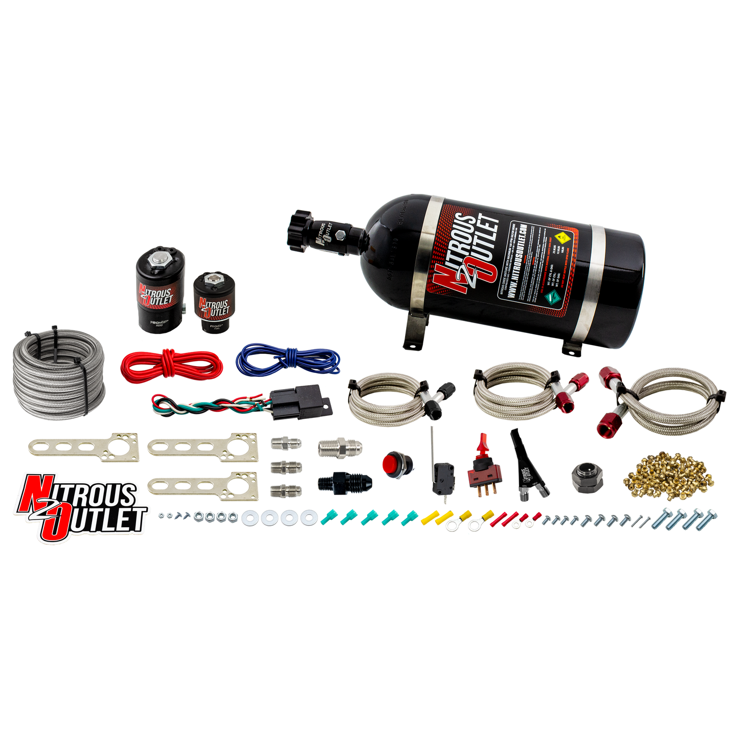 Nitrous Outlet Ford 1987-1998 Mustang All EFI Single Nozzle System - Gas/E85 (5-55psi)(35-200HP)(10lb Bottle)