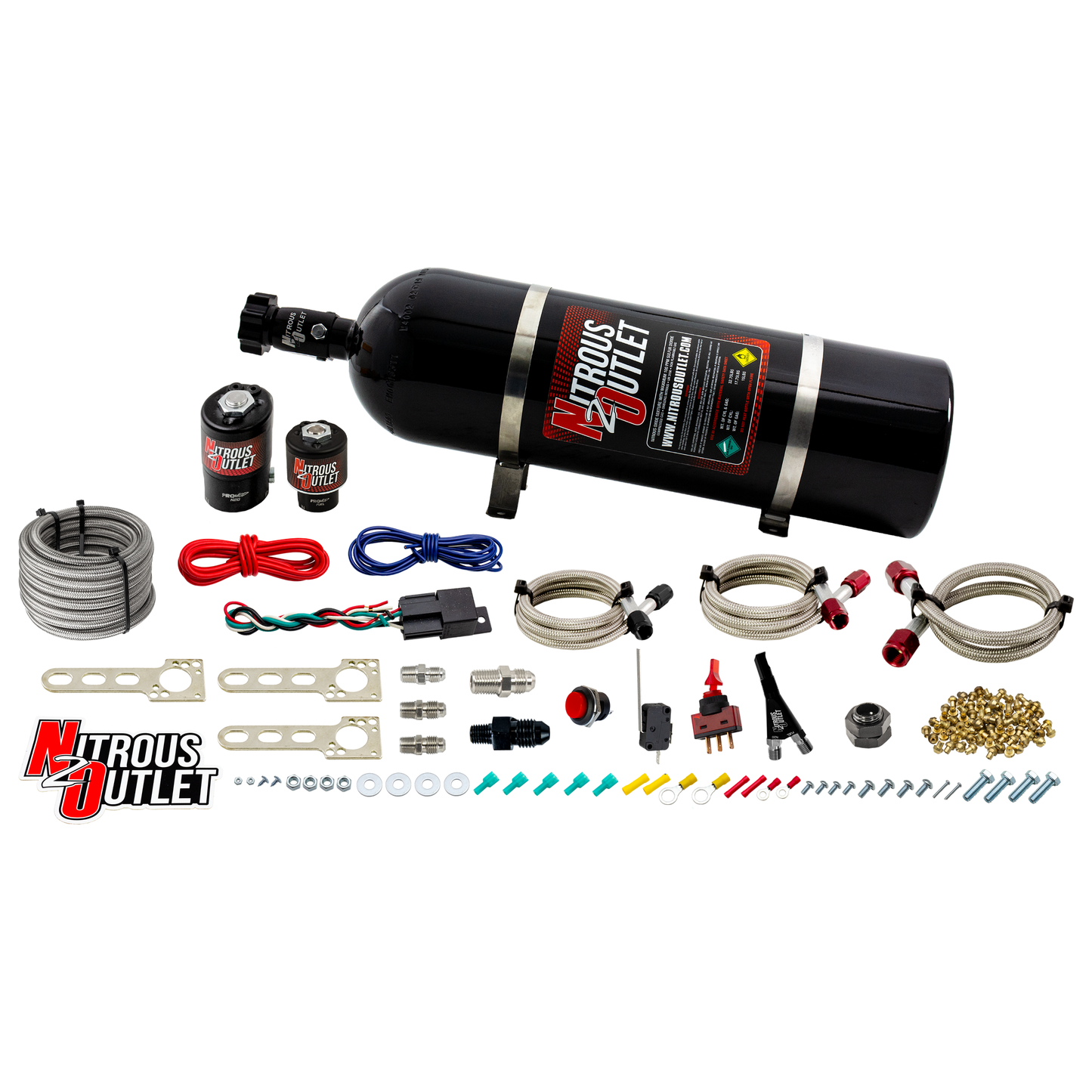 Nitrous Outlet Ford 1987-1998 Mustang All EFI Single Nozzle System - Gas/E85 (5-55psi)(35-200HP)(15lb Bottle)