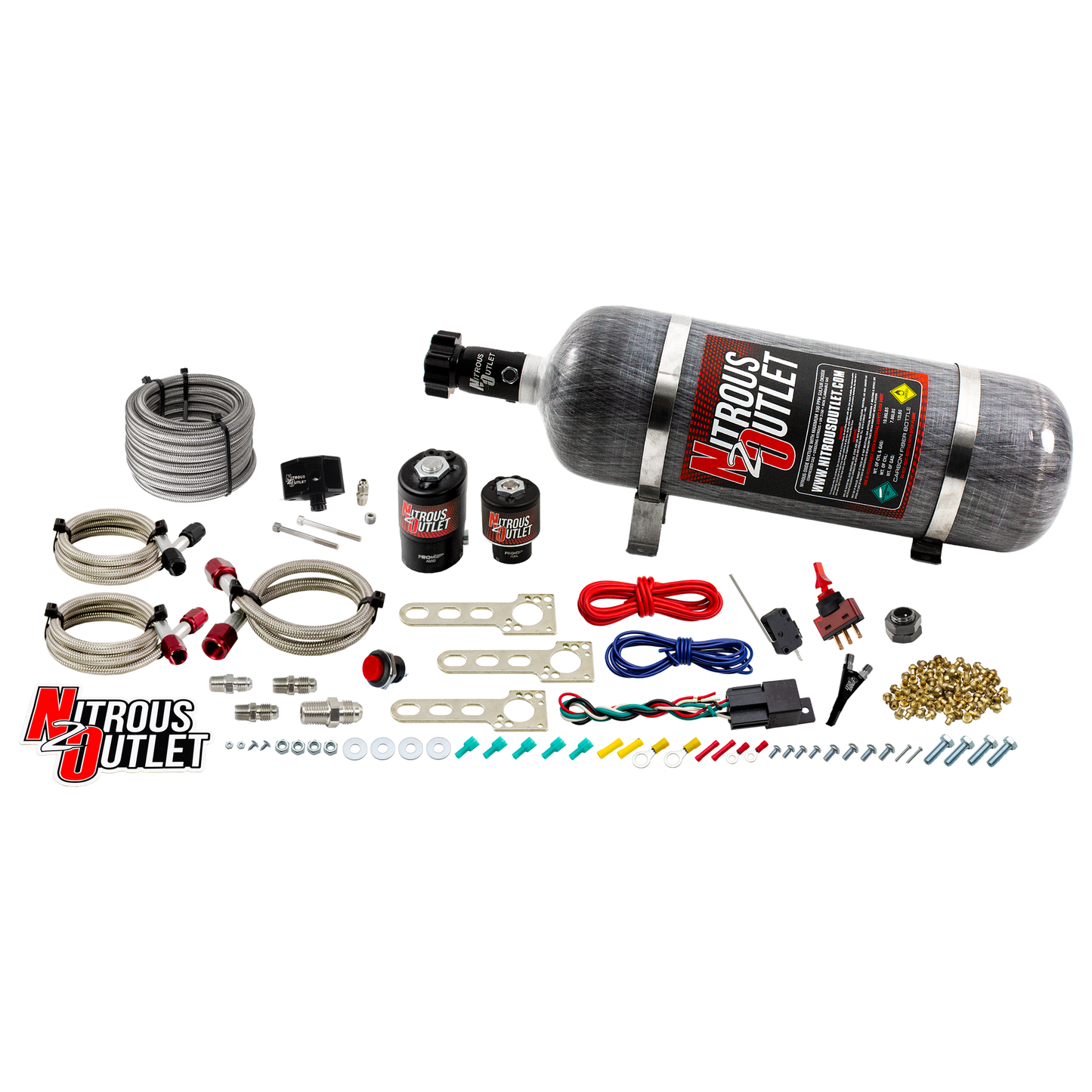 Nitrous Outlet Ford 2005-2010 Mustang 4.6L, 3V, EFI Single Nozzle System - Gas/E85 (5-55psi)(35-200HP)(12lb Bottle)