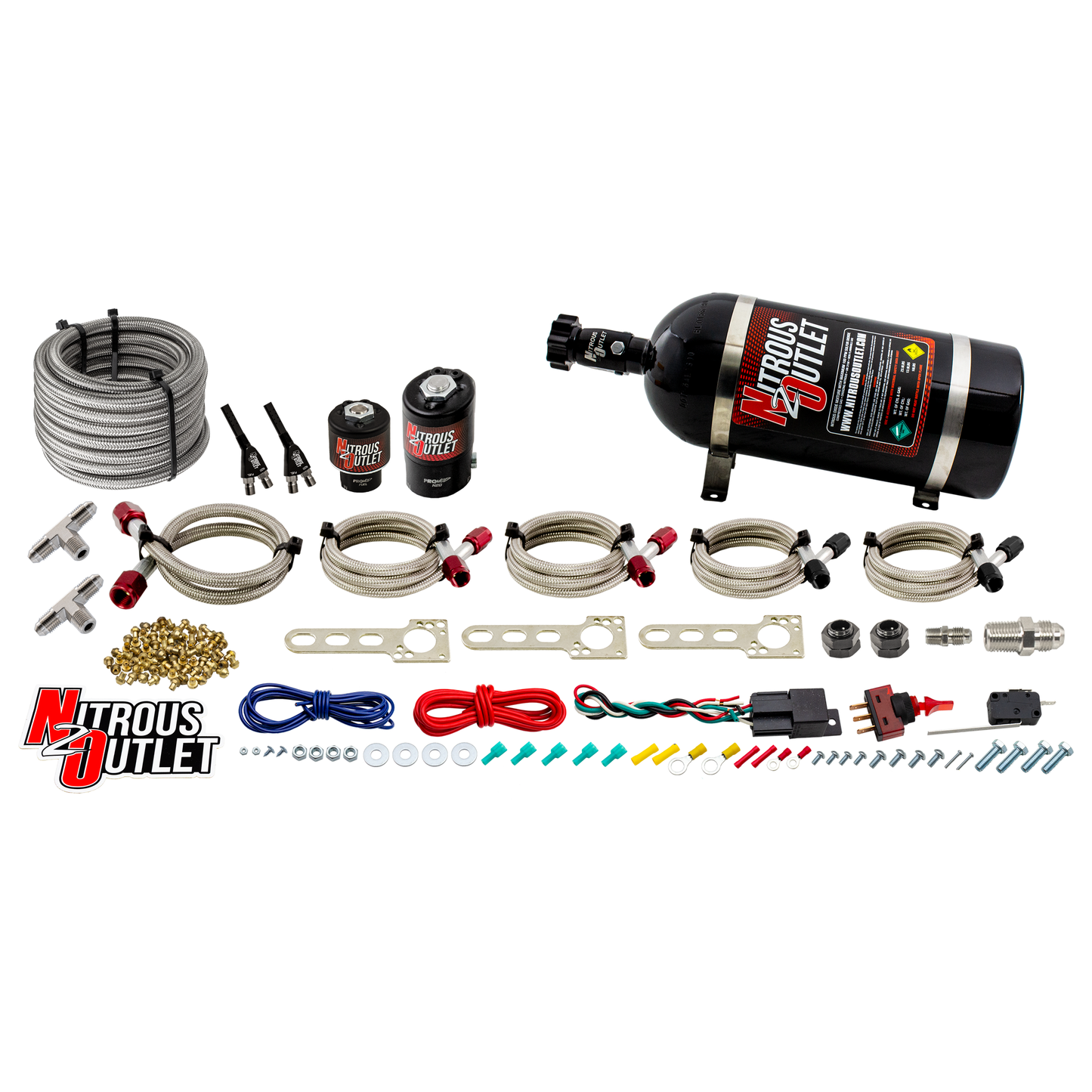 Nitrous Outlet Dodge EFI Dual Nozzle System - Gas/E85 (5-55psi)(70-200HP)(10lb Bottle)