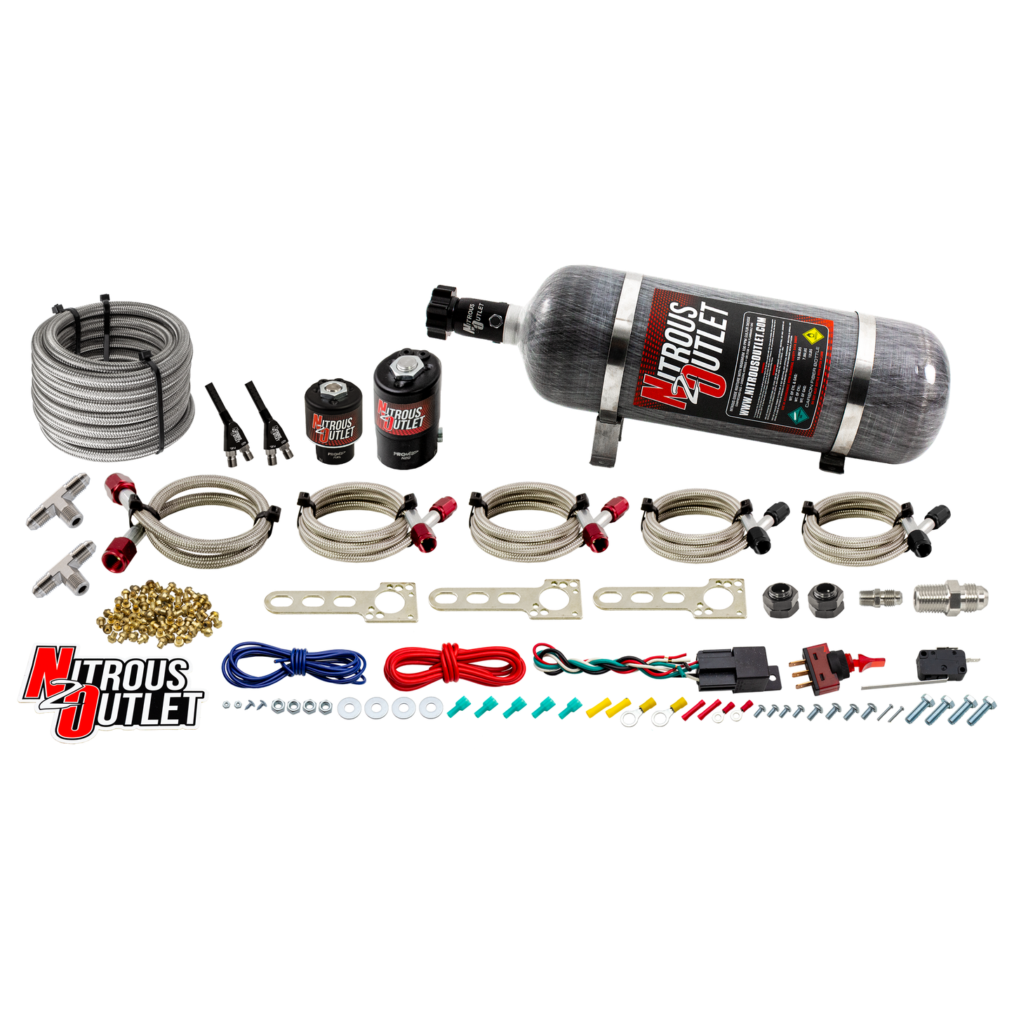 Nitrous Outlet Dodge EFI Dual Nozzle System - Gas/E85 (5-55psi)(70-200HP)(12lb Bottle)