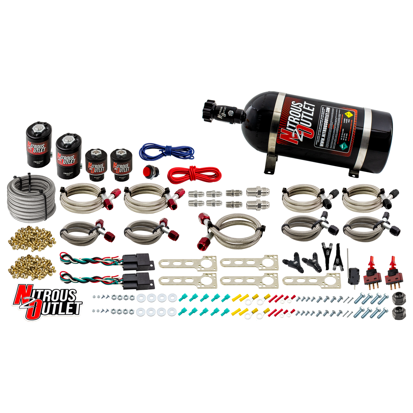 Nitrous Outlet Dodge EFI Dual Stage Single Nozzle System - Gas/E85 (5-55psi)(35-200HP)(10lb Bottle)