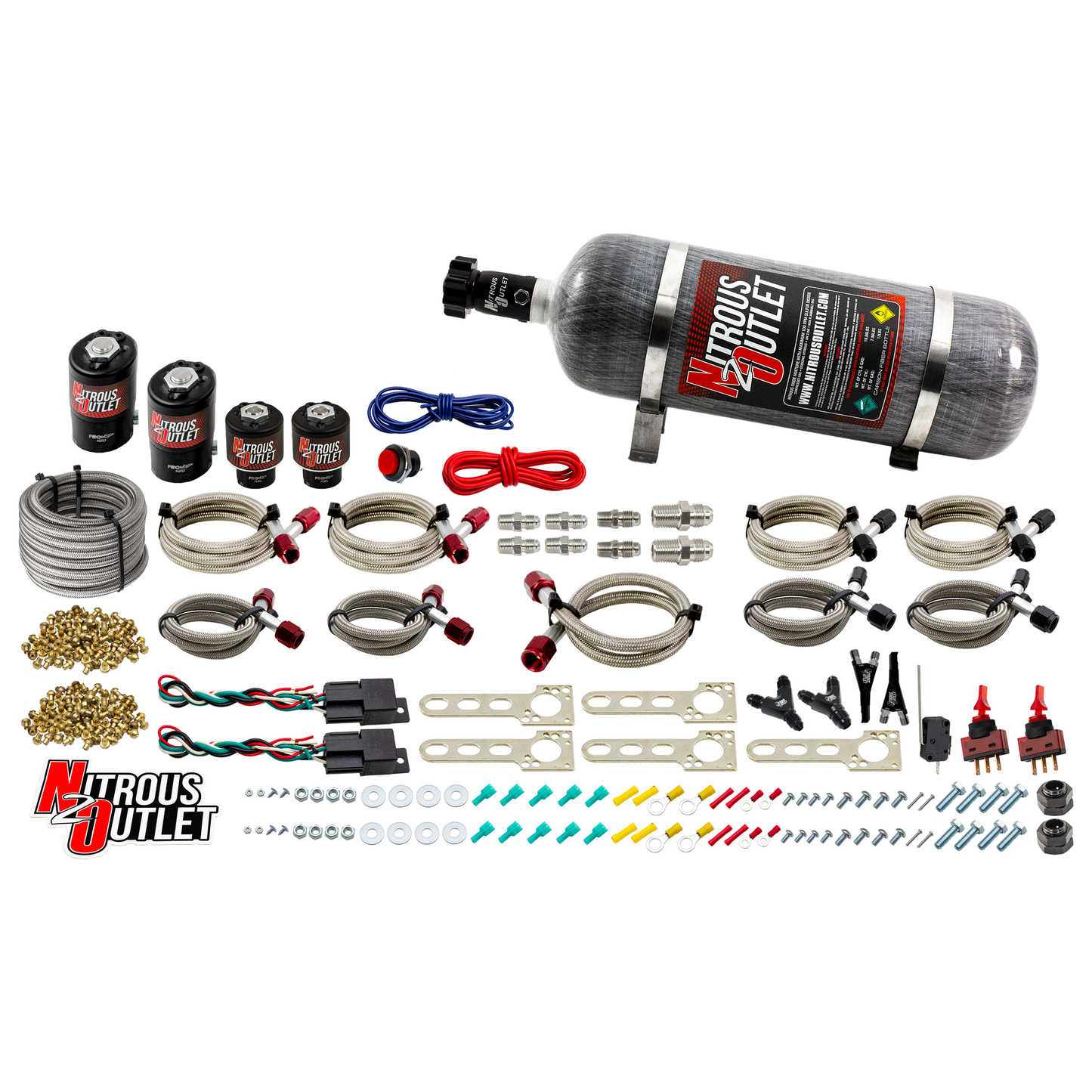 Nitrous Outlet Dodge EFI Dual Stage Single Nozzle System - Gas/E85 (5-55psi)(35-200HP)(12lb Bottle)