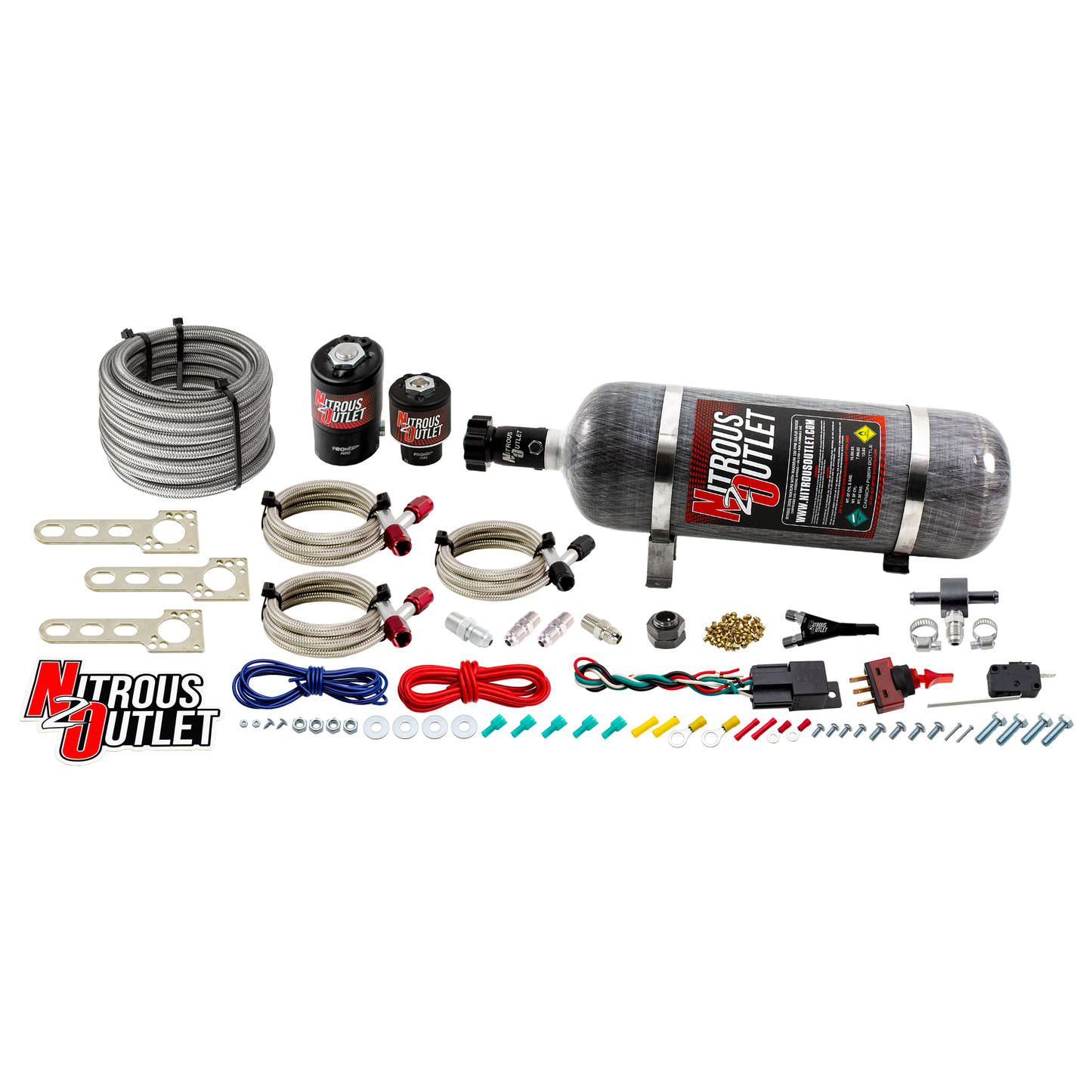 Nitrous Outlet Import EFI Single Nozzle System - Gas/E85 (5-55psi)(35-200HP)(12lb Bottle)