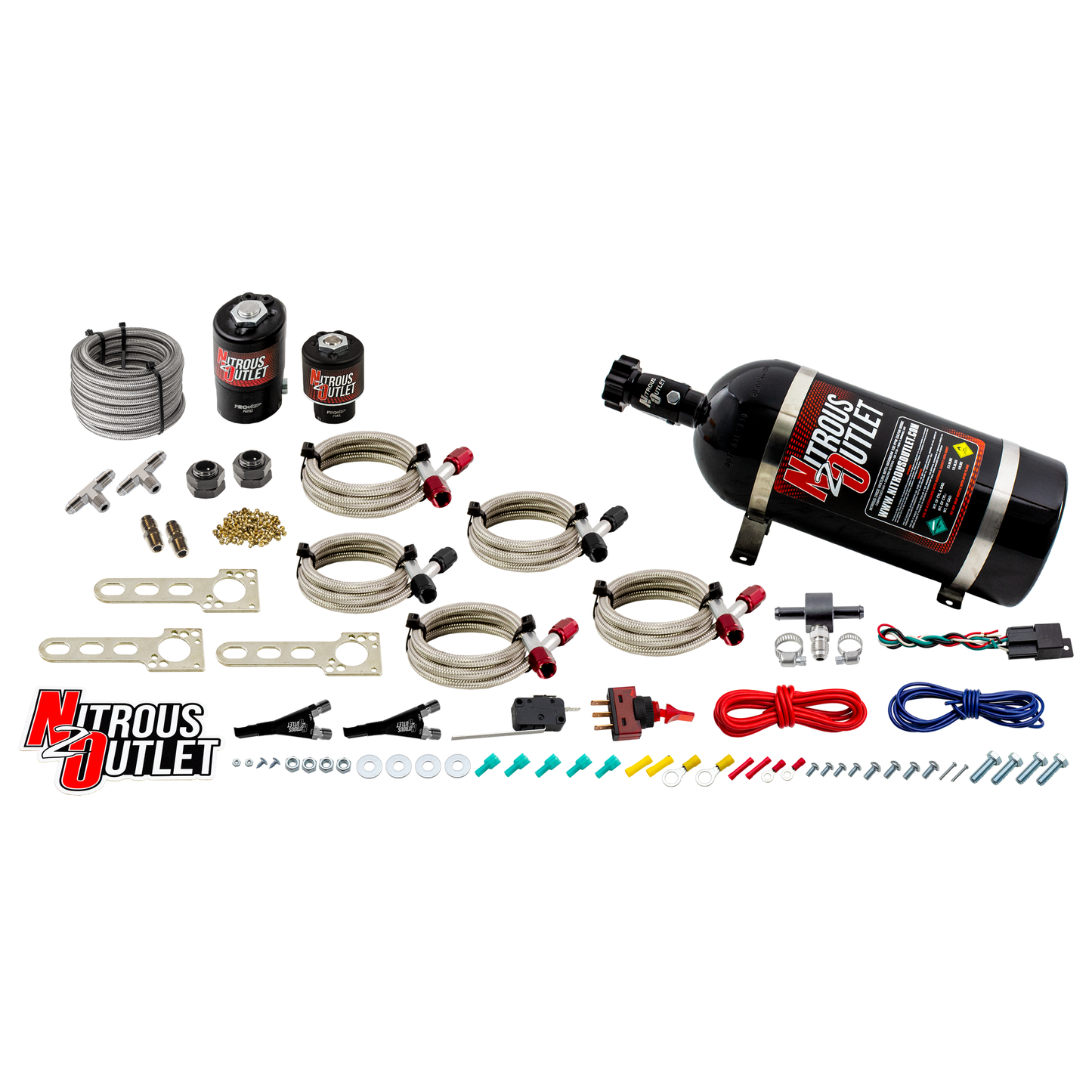 Nitrous Outlet Import EFI Dual Nozzle System - Gas/E85 (5-55psi)(70-200HP)(10lb Bottle)