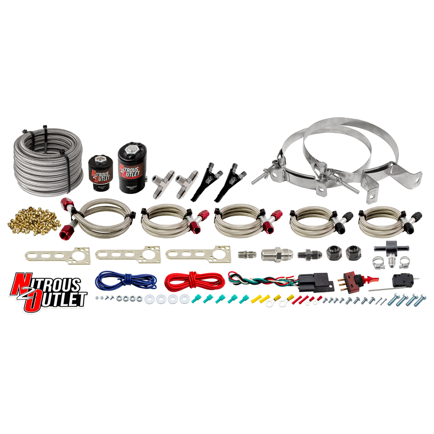 Nitrous Outlet Universal EFI Dual Nozzle System - Gas/E85 (5-55psi)(70-200HP)(No Bottle)