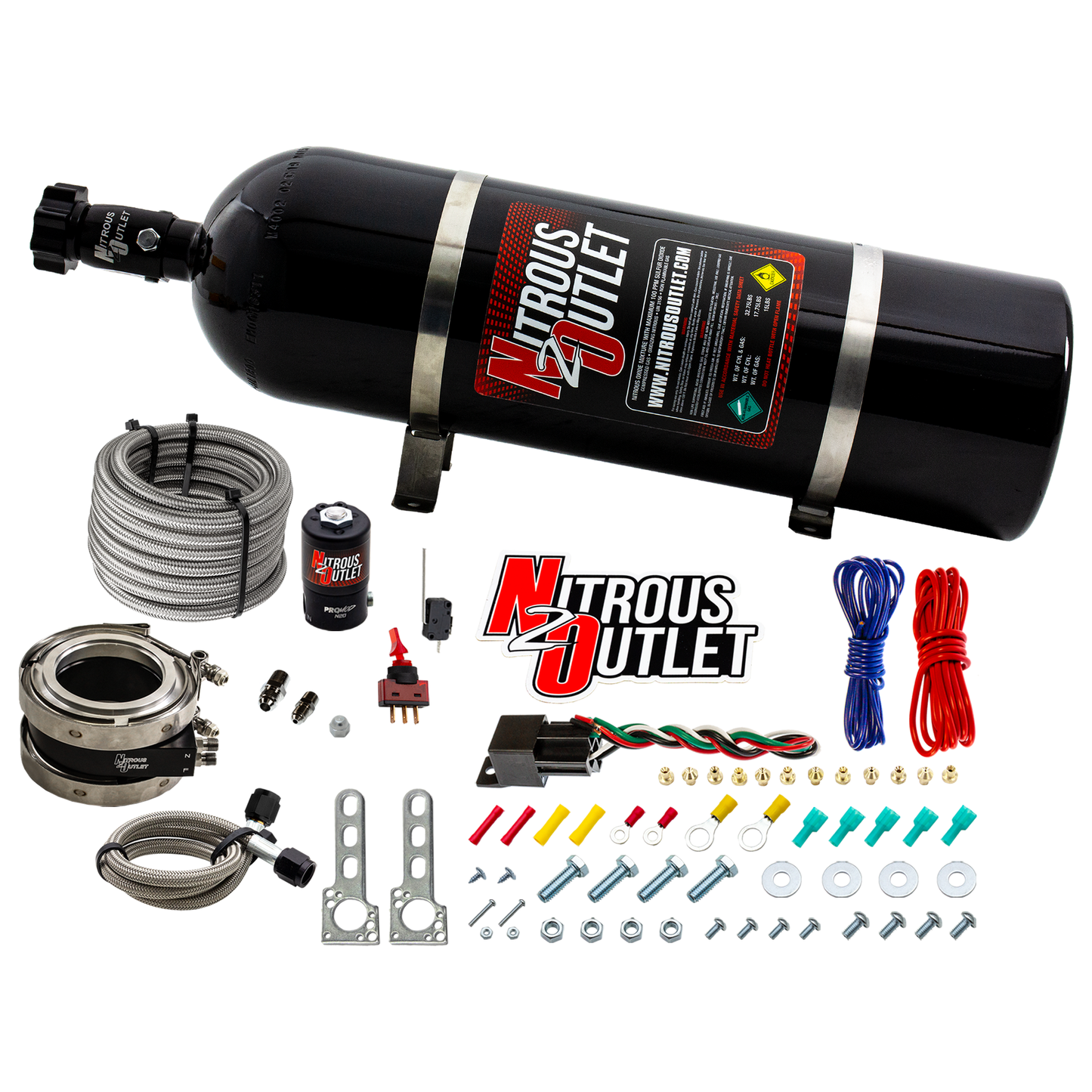 Nitrous Outlet Interspooler 3" Boosted Dry Nitrous Collar System (50-400HP)(15lb Bottle)