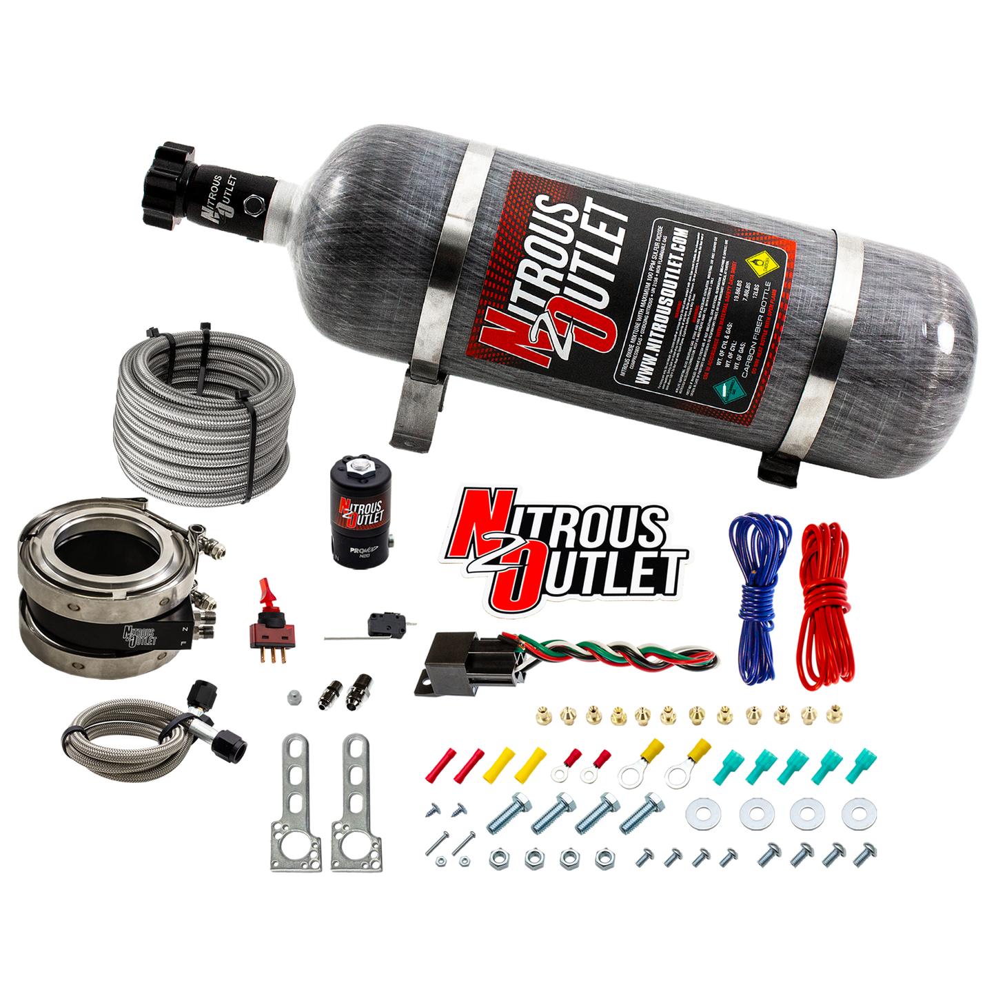 Nitrous Outlet Interspooler 4" Boosted Dry Nitrous Collar System (50-400HP)(12lb Bottle)