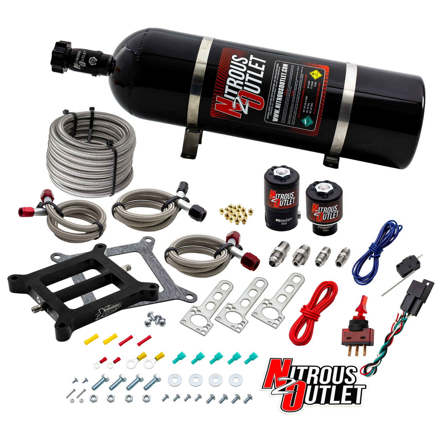 Nitrous Outlet Weekend Warrior 4150 Plate System - Gas/E85 (5-55psi)(100-350 HP)(15LB Bottle)