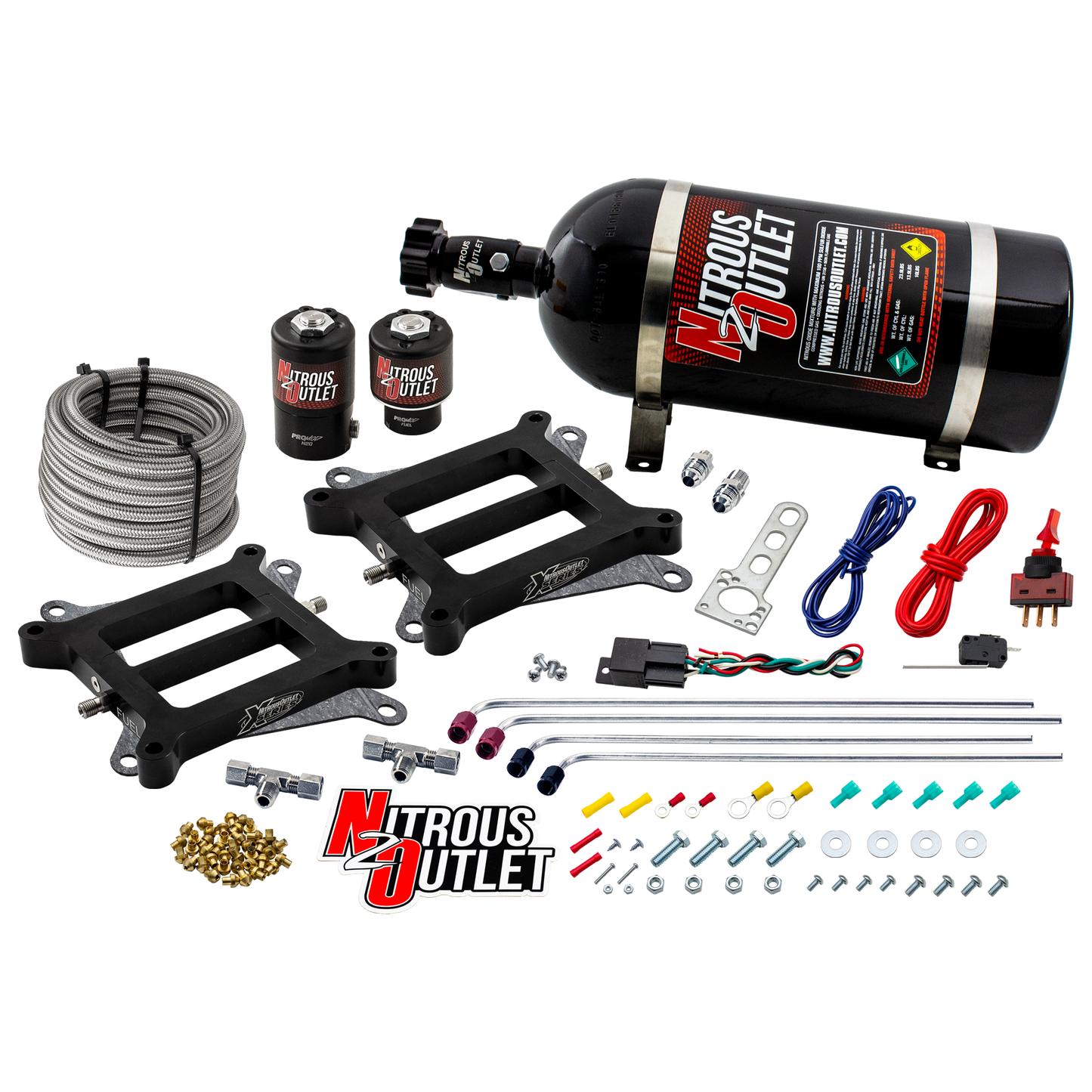 Nitrous Outlet Weekend Warrior 4150 Tunnel Ram System - Gas/E85 (5-55 psi)(100-400 HP)(10LB Bottle)