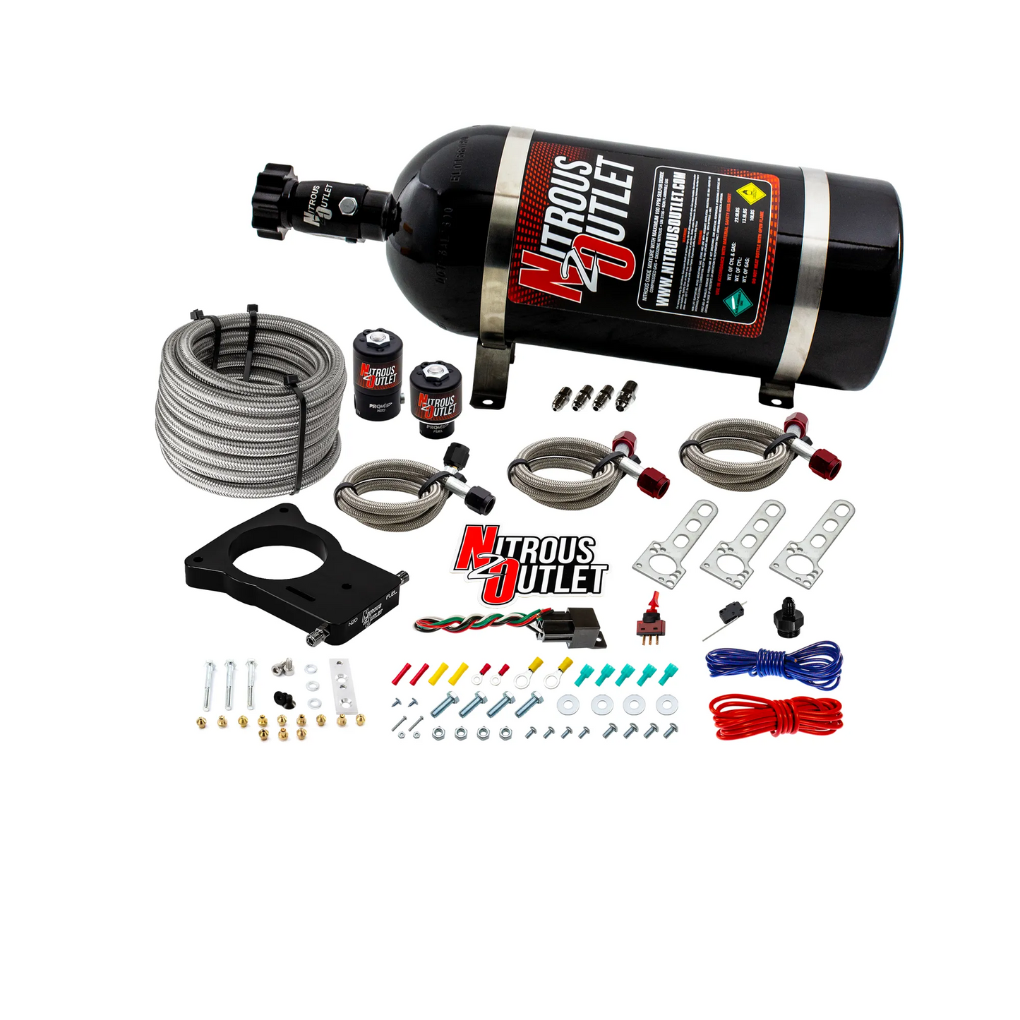 Nitrous Outlet GM 78mm LSX Truck Plate System - Gas/E85 (5-55psi)(50-200HP)(10lb Bottle)