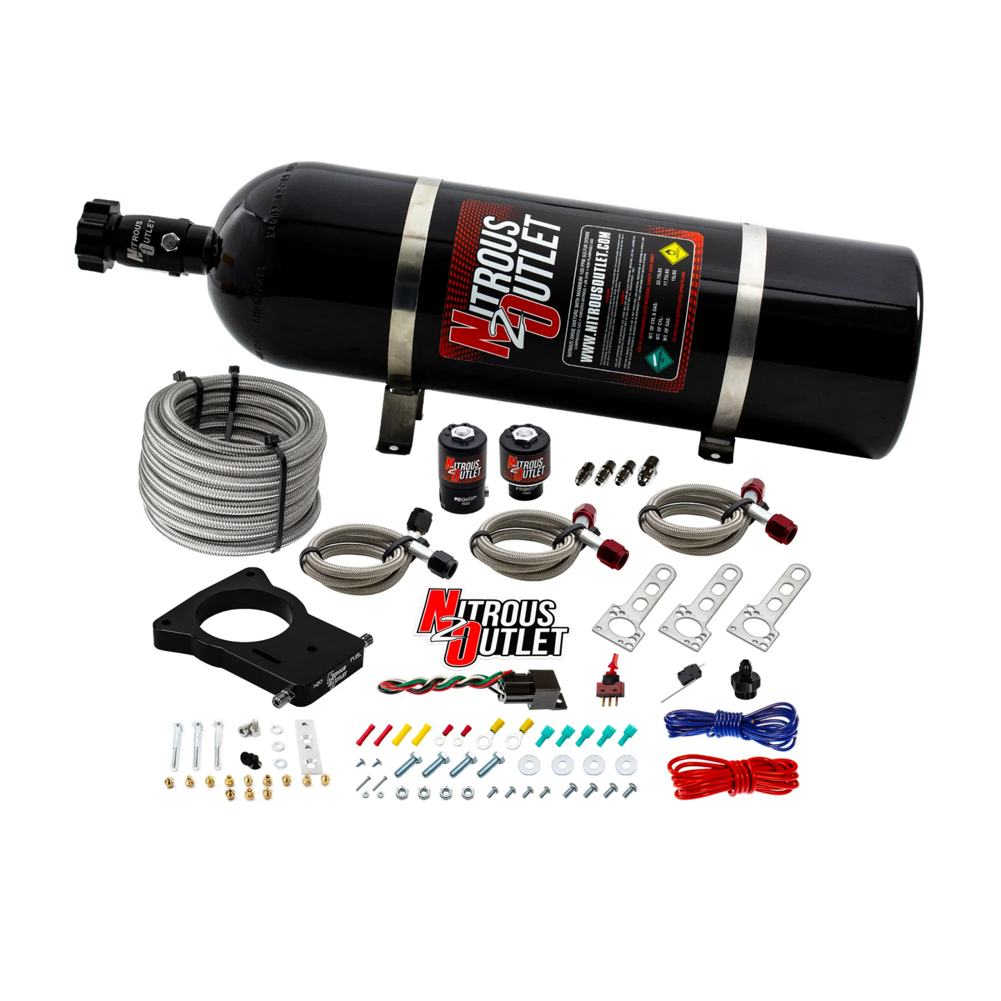 Nitrous Outlet GM 78mm LSX Truck Plate System - Gas/E85 (5-55psi)(50-200HP)(15lb Bottle)