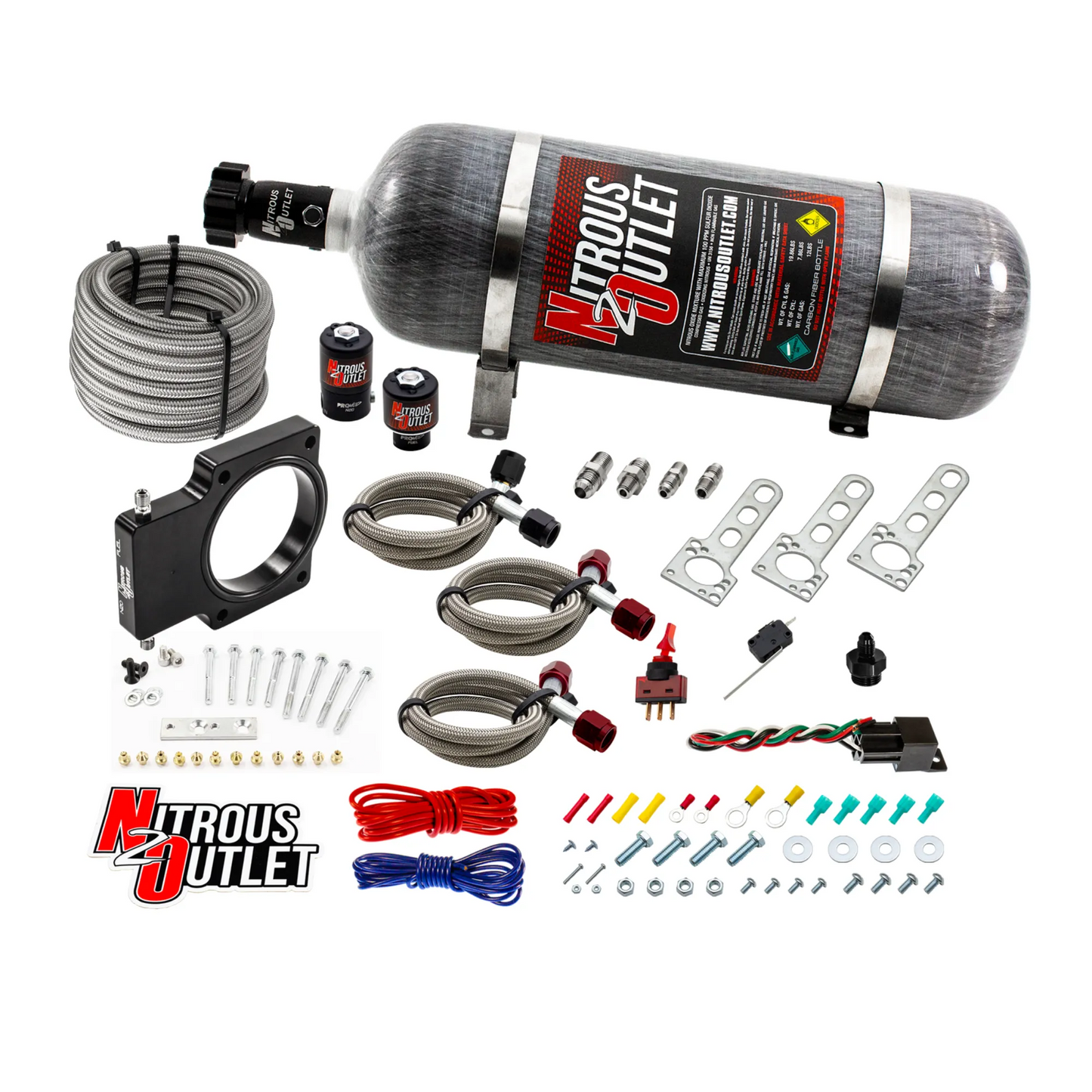 Nitrous Outlet GM 90mm LSX Truck Plate System - Gas/E85 (5-55psi)(50-200HP)(12lb Bottle)