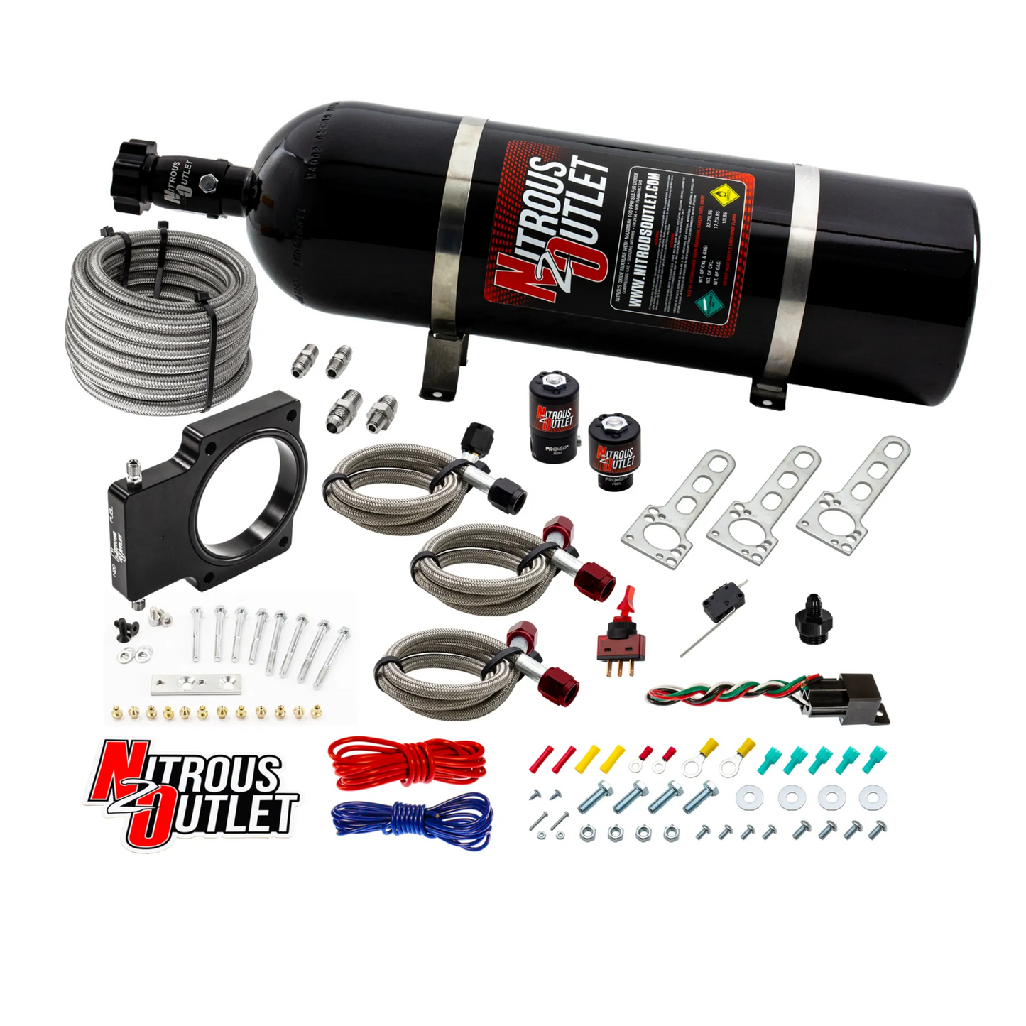 Nitrous Outlet GM 90mm LSX Truck Plate System - Gas/E85 (5-55psi)(50-200HP)(15lb bottle)