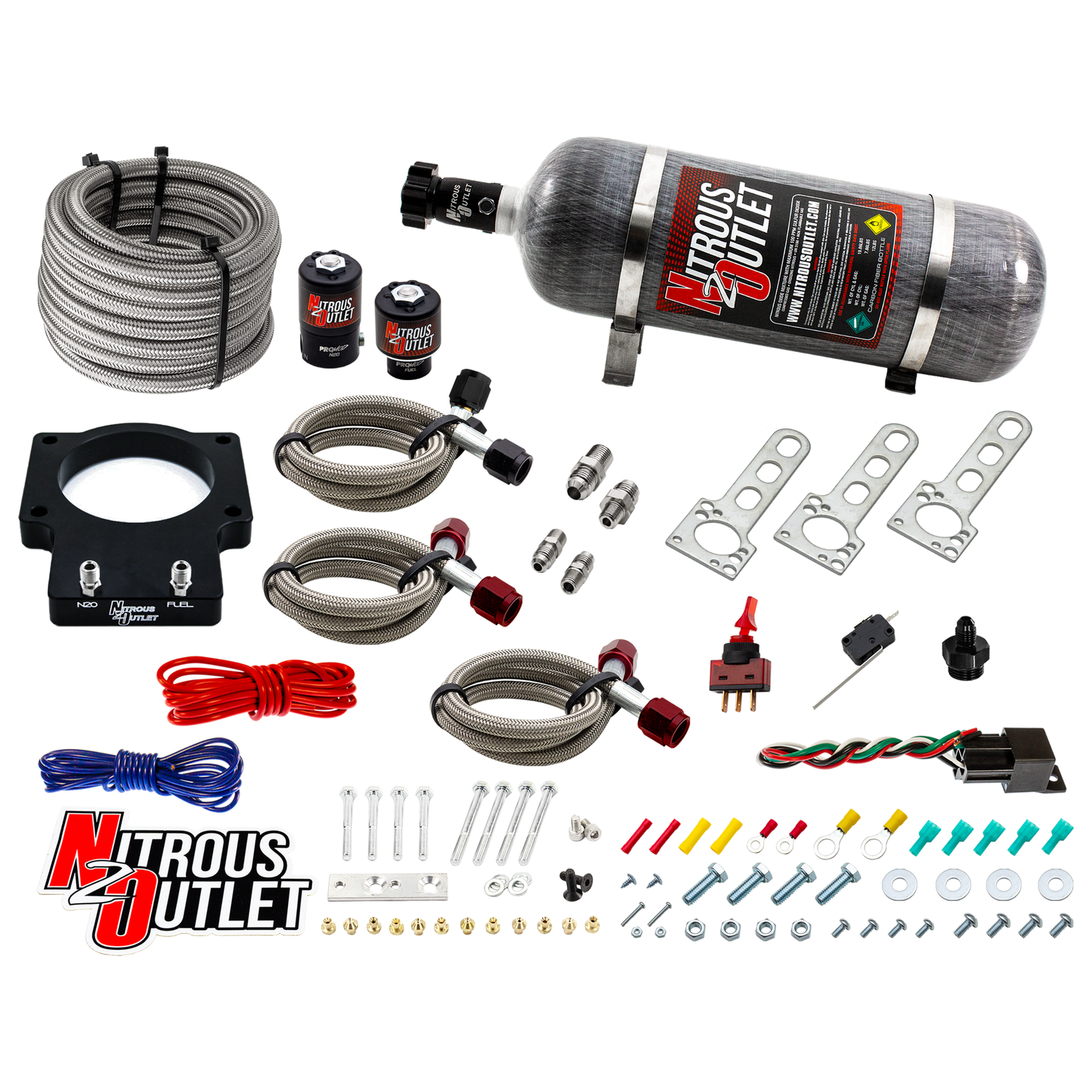 Nitrous Outlet GM 92mm LSX Plate System - Gas/E85 (5-55psi)(50-200HP)(12lb Bottle)(1997-2004 Corvette Requires Part # 00-42000)