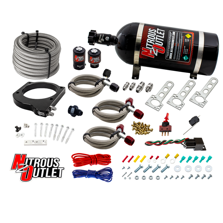 Nitrous Outlet GM 102mm LSX Plate System - Gas/E85/ (5-55psi)(50-200HP)(10lb Bottle)(1997-2004 Corvette Requires Part # 00-42000)