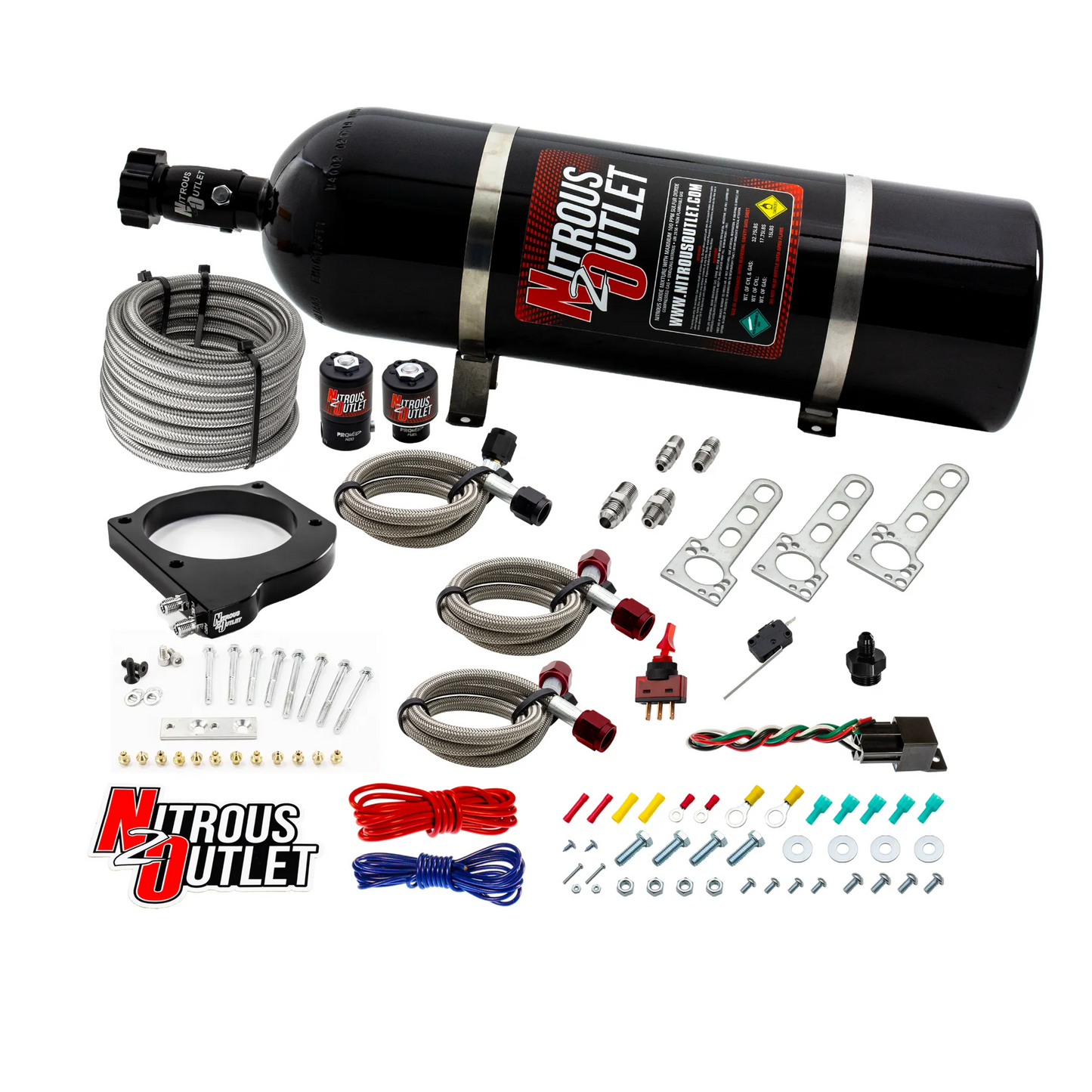 Nitrous Outlet GM 102mm LSX Truck Plate System - Gas/E85 (5-55psi)(50-200HP)(15lb Bottle)
