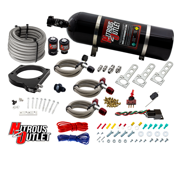 Nitrous Outlet GM 102mm LSX Plate System - Gas/E85 (5-55psi)(50-200HP)(15lb Bottle)(1997-2004 Corvette Requires Part # 00-42000)