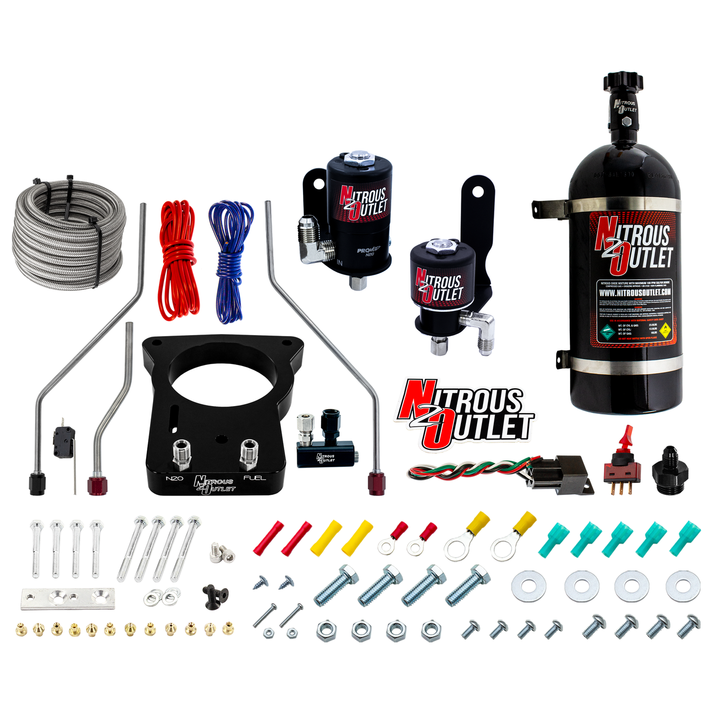 Nitrous Outlet GM/Pontiac 78mm 1998-2002 Camaro/Firebird Hard-line Plate System - Gas/E85 (5-55psi)(50-200HP)(10lb Bottle)