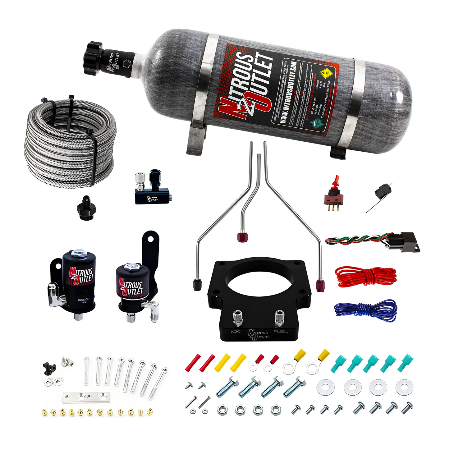 Nitrous Outlet GM/Pontiac 90mm Fast Intake 1998-2002 Camaro/Firebird Hard-line Plate System - Gas/E85 (5-55psi)(50-200HP)(12lb Bottle)