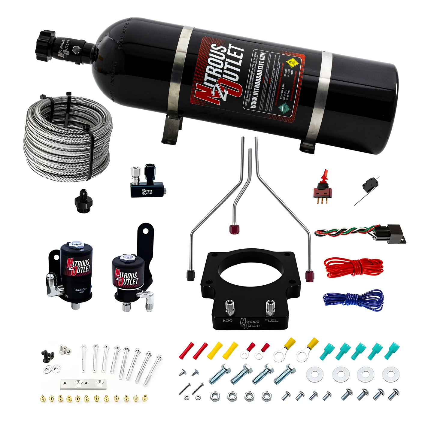 Nitrous Outlet GM/Pontiac 90mm Fast Intake 1998-2002 Camaro/Firebird Hard-line Plate System - Gas/E85 (5-55psi)(50-200HP)(15lb Bottle)