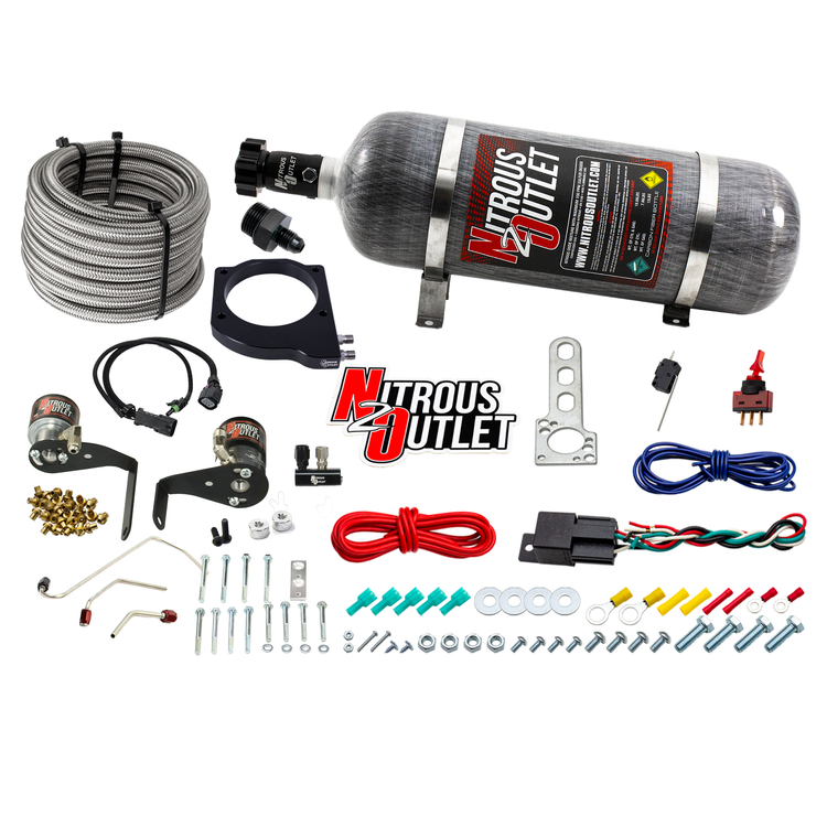 Nitrous Outlet GM 102mm Fast Intake 2010-2015 Camaro Hard-line Plate System - Gas/E85 (5-55psi)(50-200HP)(12lb Bottle)