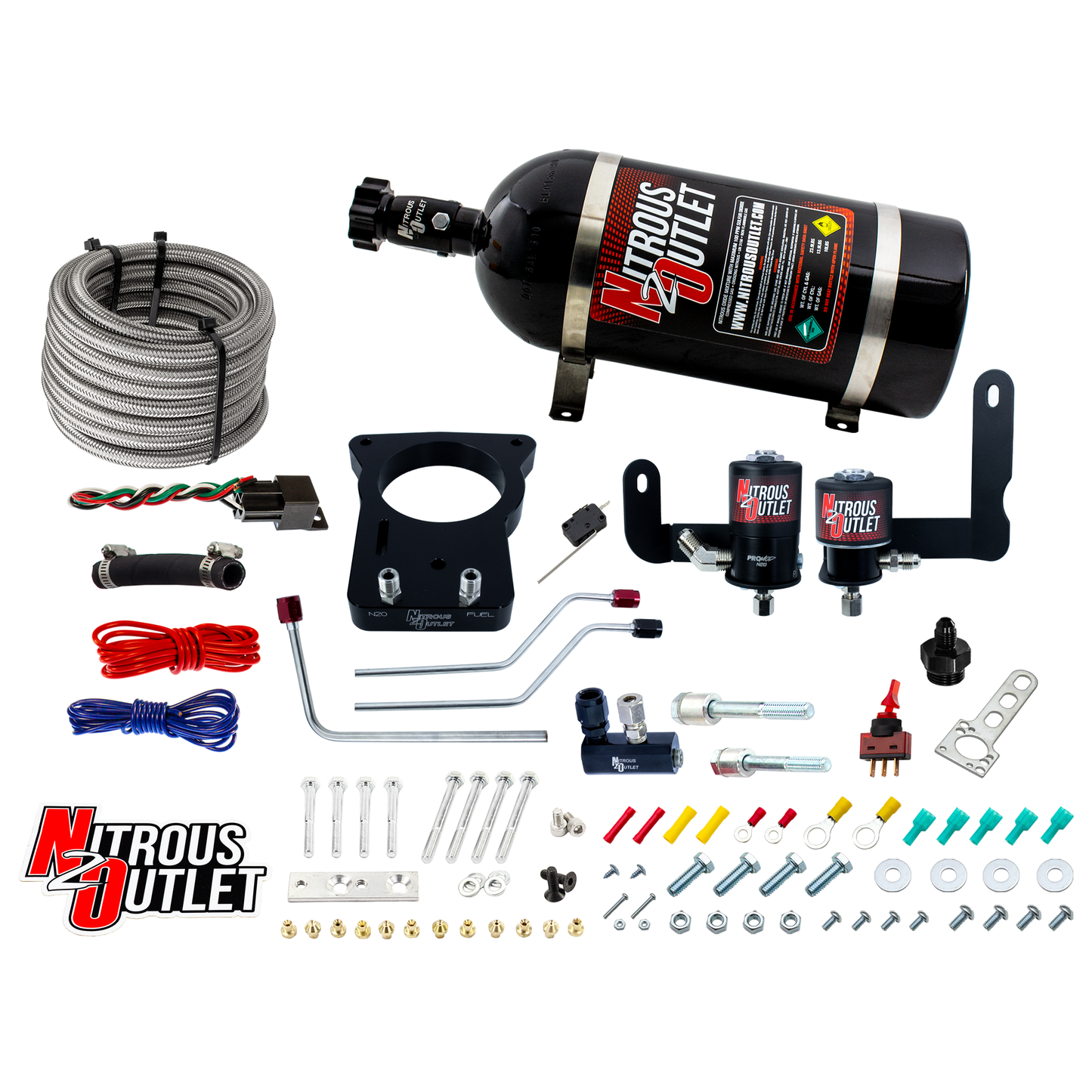 Nitrous Outlet GM 78mm 1997-2004 Corvette Hard-line Plate System - Gas/E85 (5-55psi)(50-200HP)(10lb Bottle)
