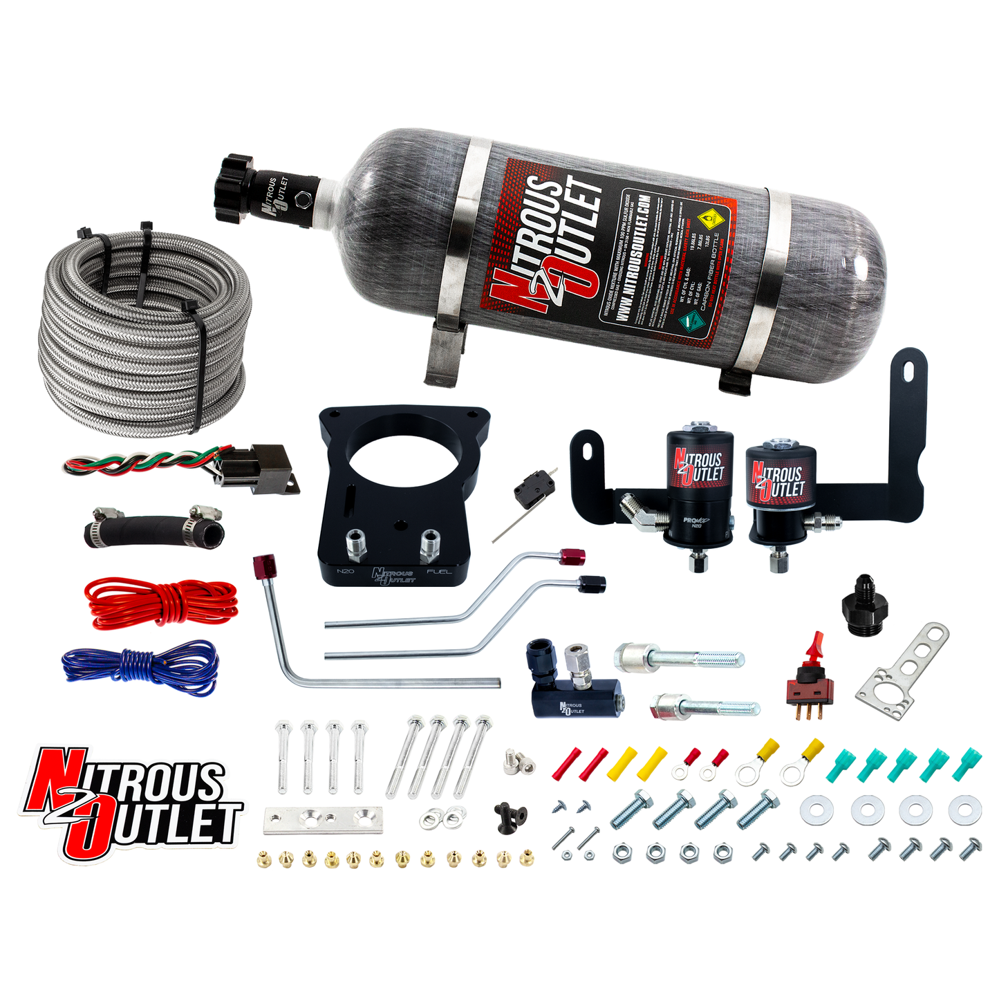 Nitrous Outlet GM 78mm 1997-2004 Corvette Hard-line Plate System - Gas/E85 (5-55psi)(50-200HP)(12lb Bottle)