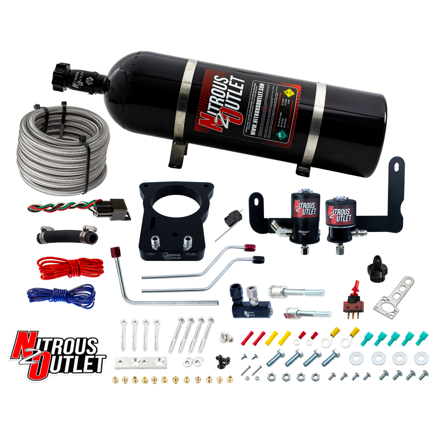 Nitrous Outlet GM 78mm 1997-2004 Corvette Hard-line Plate System - Gas/E85 (5-55psi)(50-200HP)(15lb Bottle)