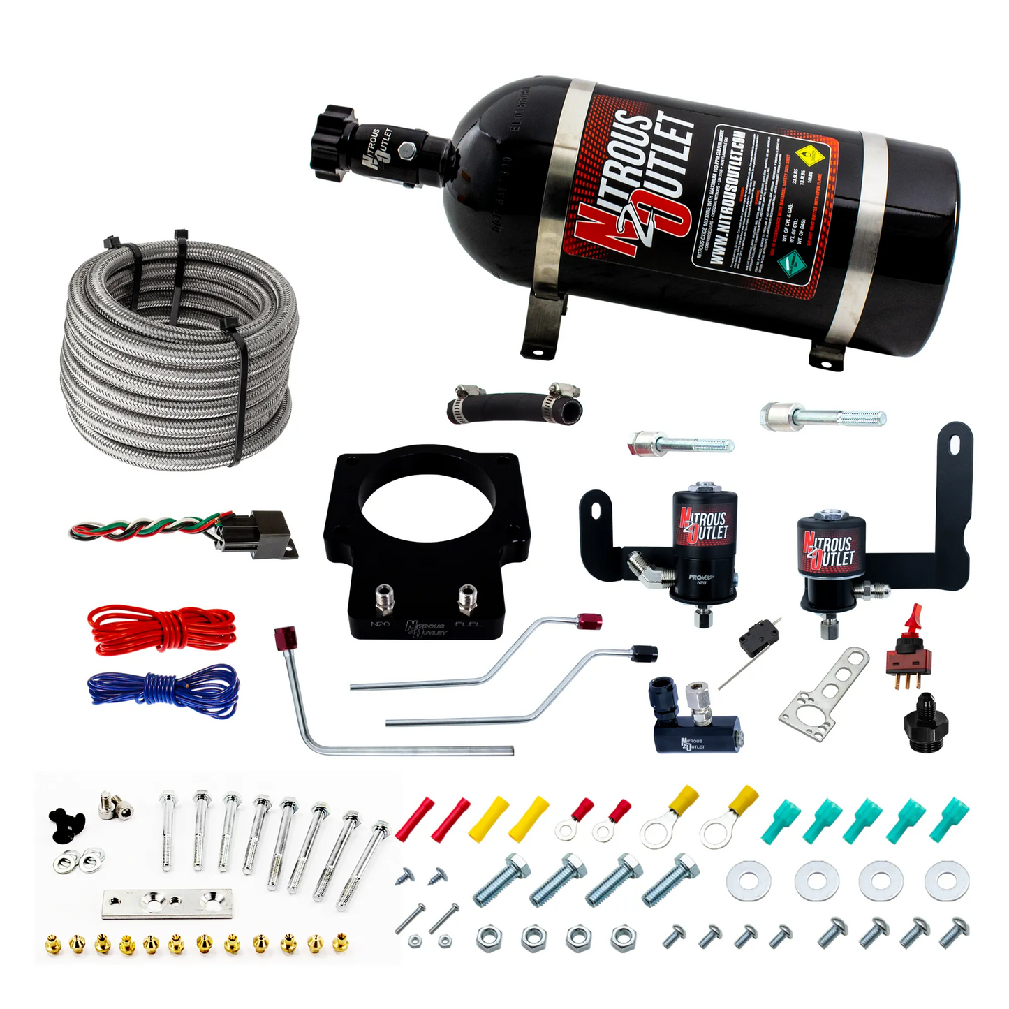 Nitrous Outlet GM 92mm Fast Intake 1997-2004 Corvette Hard-line Plate System - Gas/E85 (5-55psi)(50-200HP)(10lb Bottle)