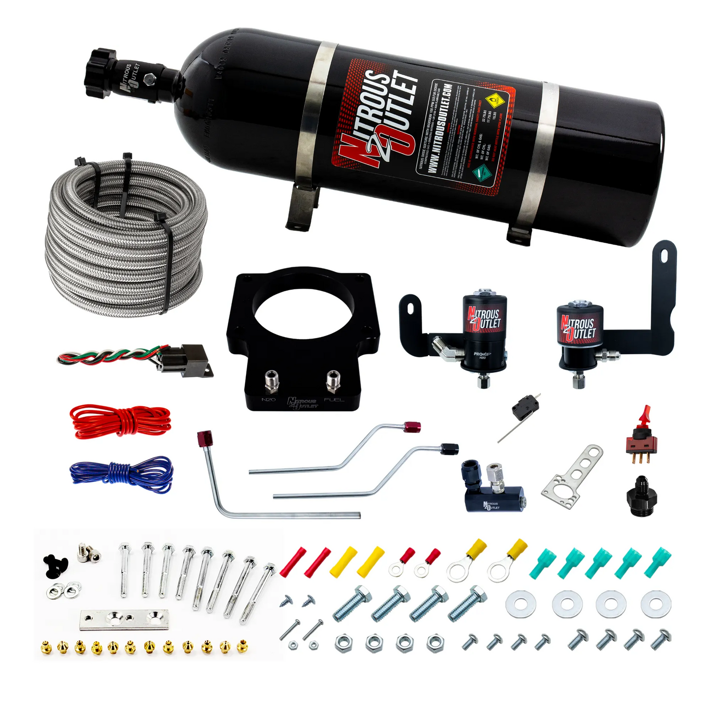 Nitrous Outlet GM 90mm Fast Intake 2005-2009 C6 Corvette Hard-line Plate System - Gas/E85 (5-55psi)(50-200HP)(15lb Bottle)