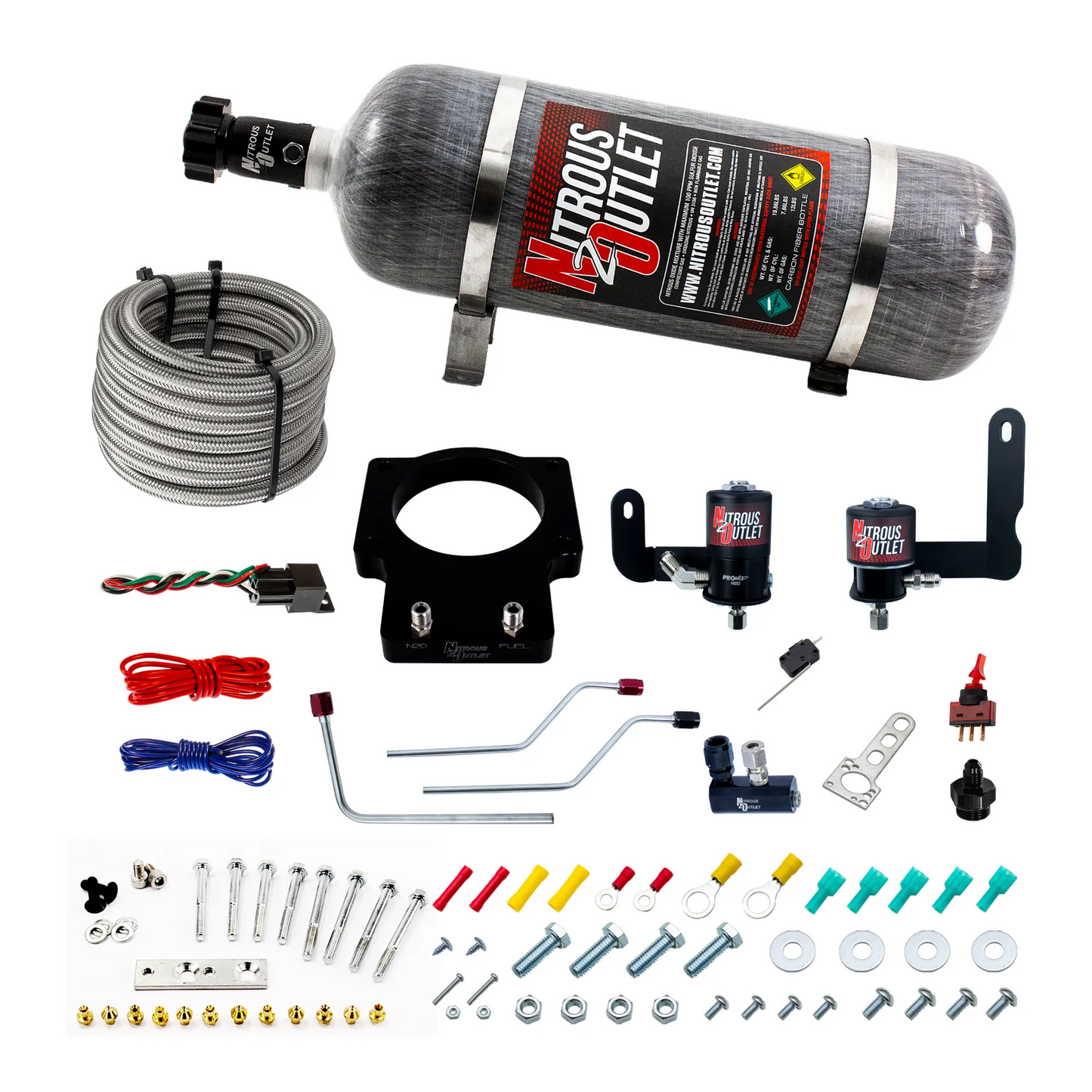 Nitrous Outlet GM 92mm Fast Intake 2005-2009 C6 Corvette Hard-line Plate System - Gas/E85 (5-55psi)(50-200HP)(12lb Bottle)