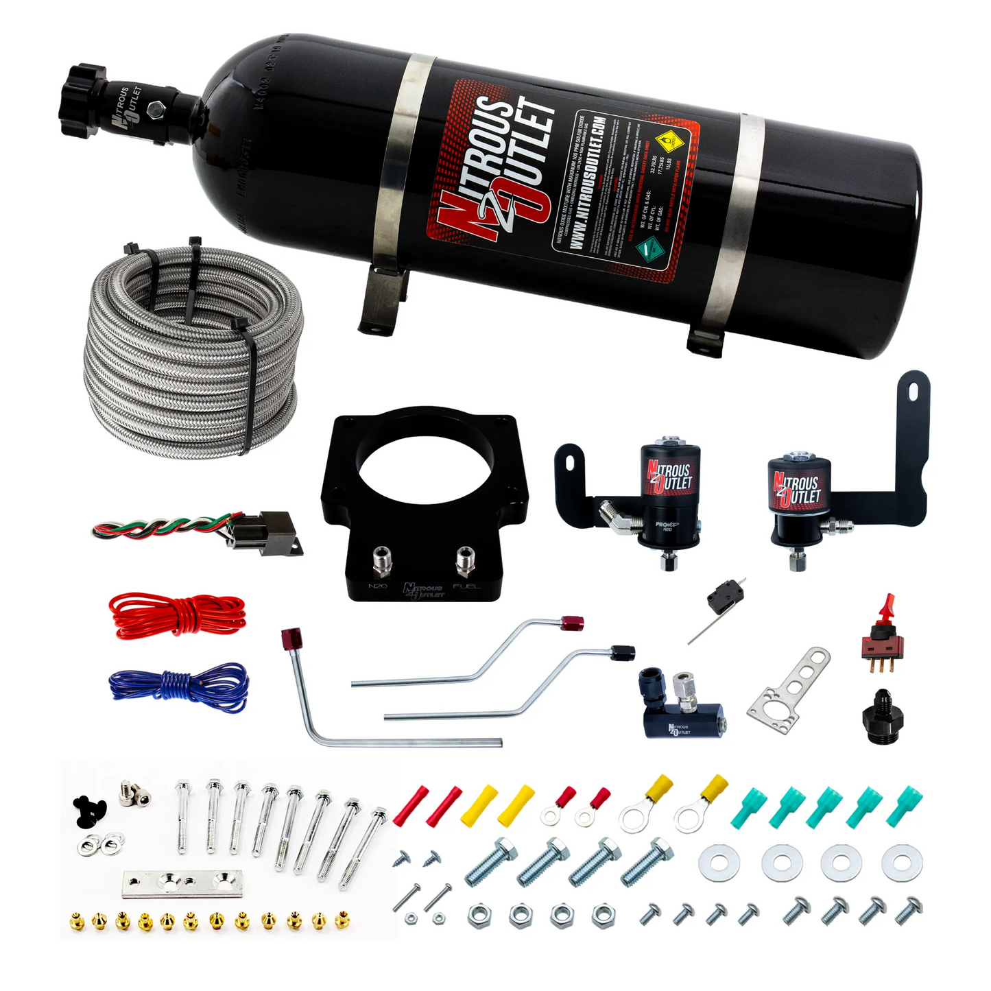 Nitrous Outlet GM 92mm Fast Intake 2005-2009 C6 Corvette Hard-line Plate System - Gas/E85 (5-55psi)(50-200HP)(15lb Bottle)