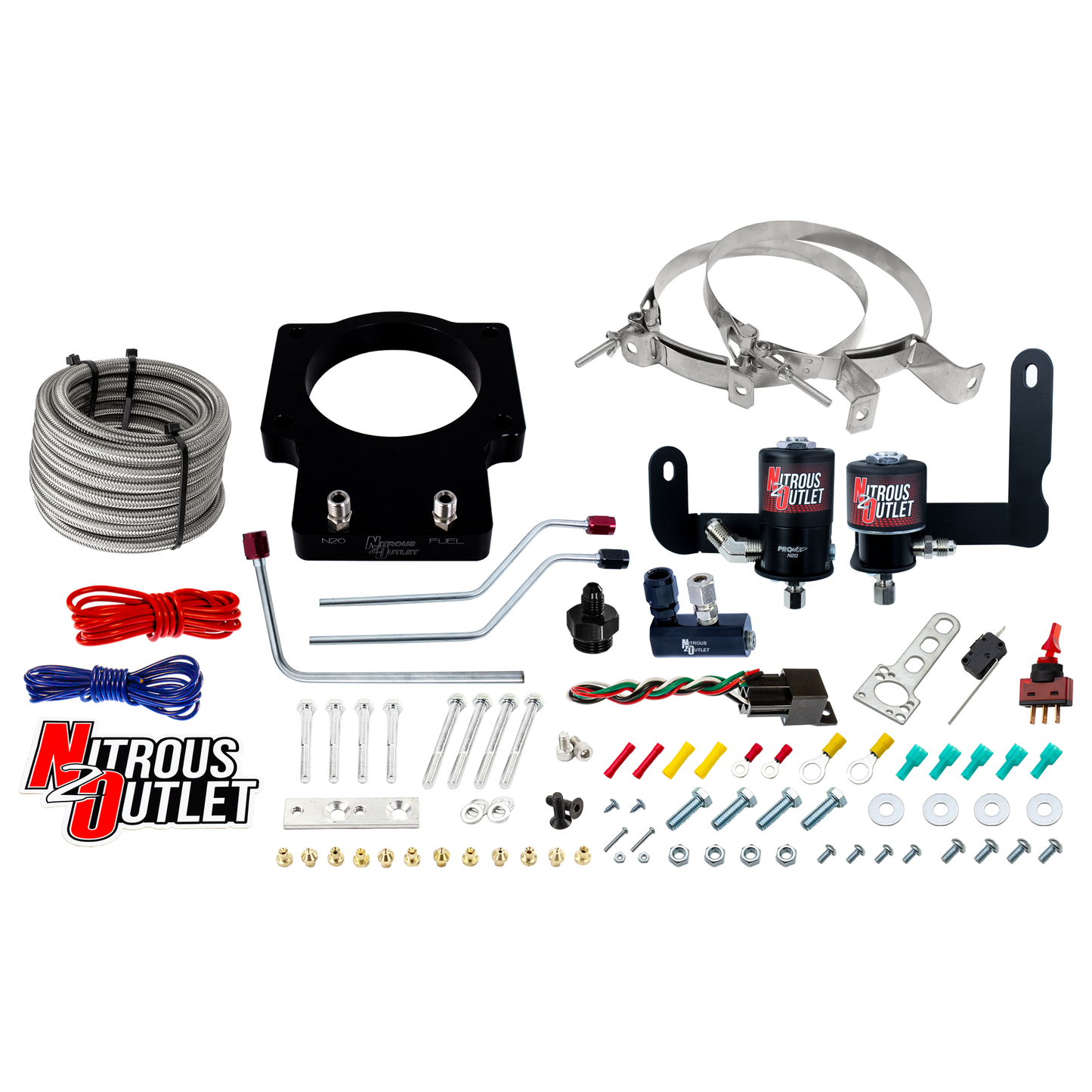 Nitrous Outlet GM 90mm 2005-2007 C6 LS2 Corvette Hard-line Plate System - Gas/E85 (5-55psi)(50-200HP)(No Bottle)