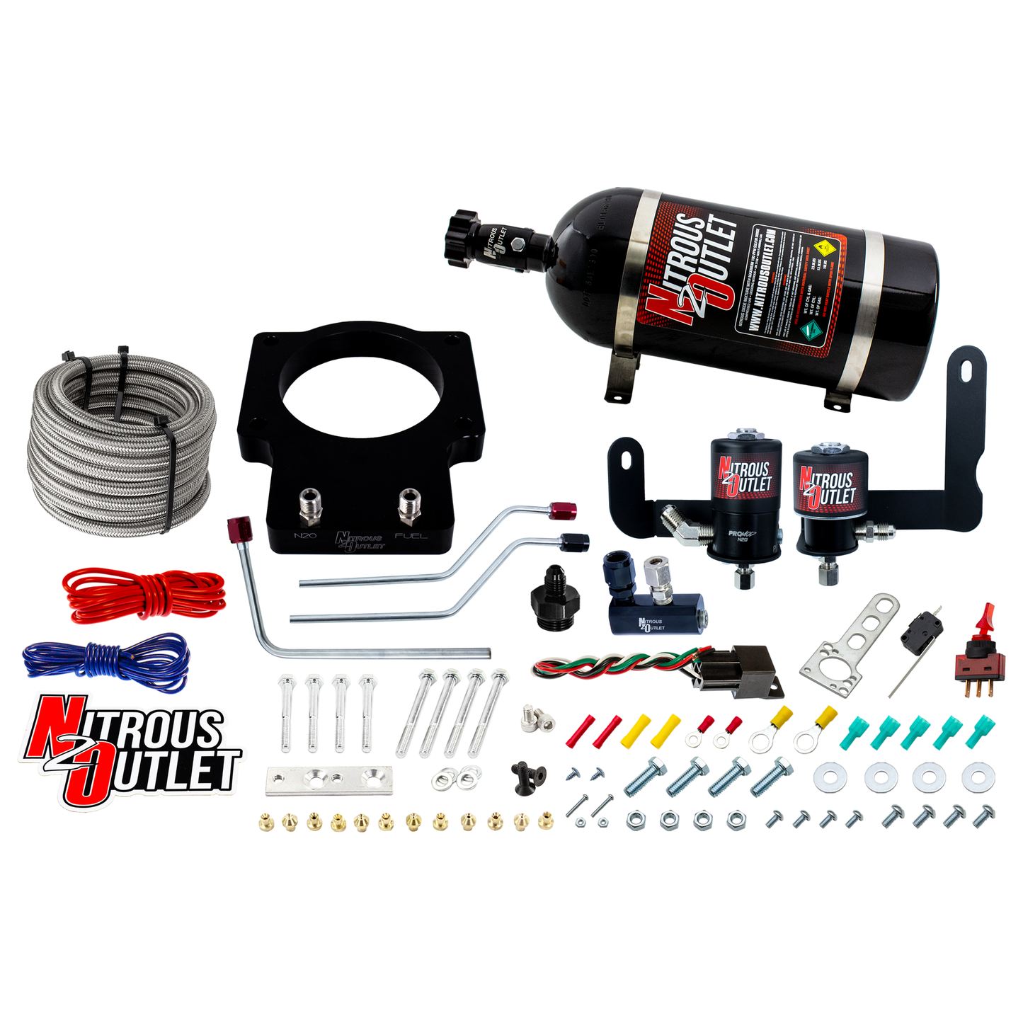 Nitrous Outlet GM 90mm 2005-2007 C6 LS2 Corvette Hard-line Plate System - Gas/E85 (5-55psi)(50-200HP)(10lb Bottle)
