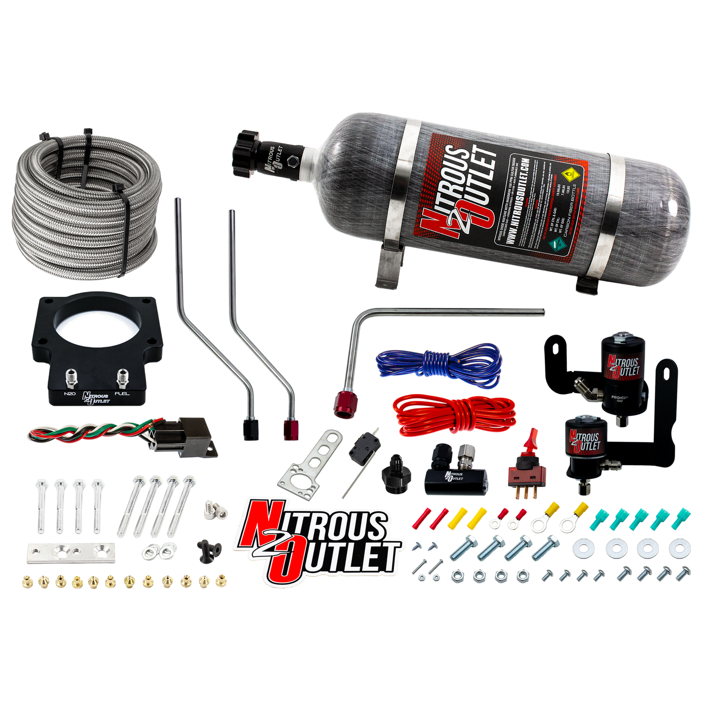 Nitrous Outlet GM 90mm 2008-2013 C6 LS3 Corvette Hard-line Plate System - Gas/E85 (5-55psi)(50-200HP)(12lb Bottle)