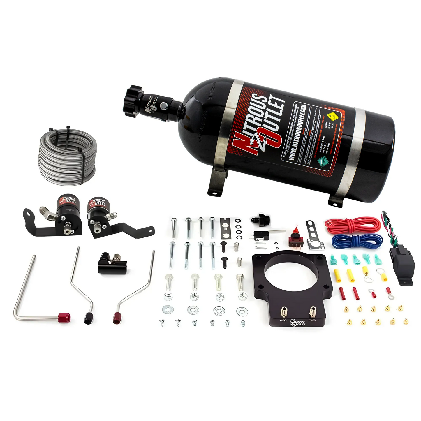 Nitrous Outlet GM 90mm 2005-2013 ZO6 Corvette Hard-line Plate System - Gas/E85 (5-55psi)(50-200HP)(10lb Bottle)