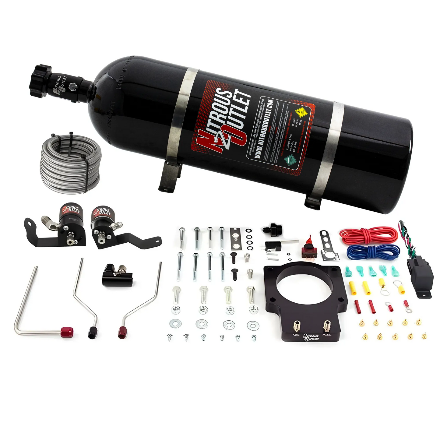 Nitrous Outlet GM 90mm 2005-2013 ZO6 Corvette Hard-line Plate System - Gas/E85 (5-55psi)(50-200HP)(15lb Bottle)
