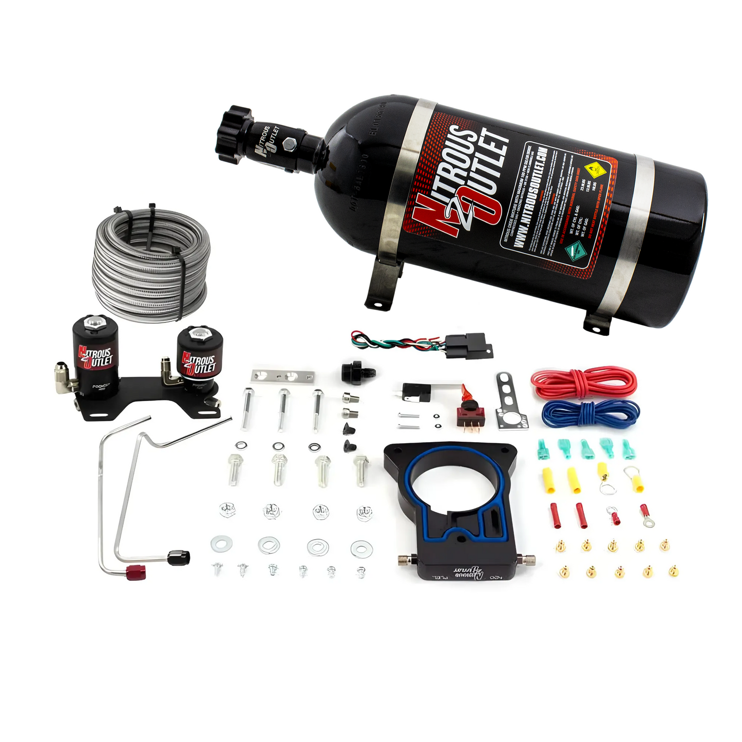 Nitrous Outlet GM 78mm 1999-2007 Classic Truck Hard-line Plate System - Gas/E85 (5-55psi)(50-200HP)(10lb Bottle)