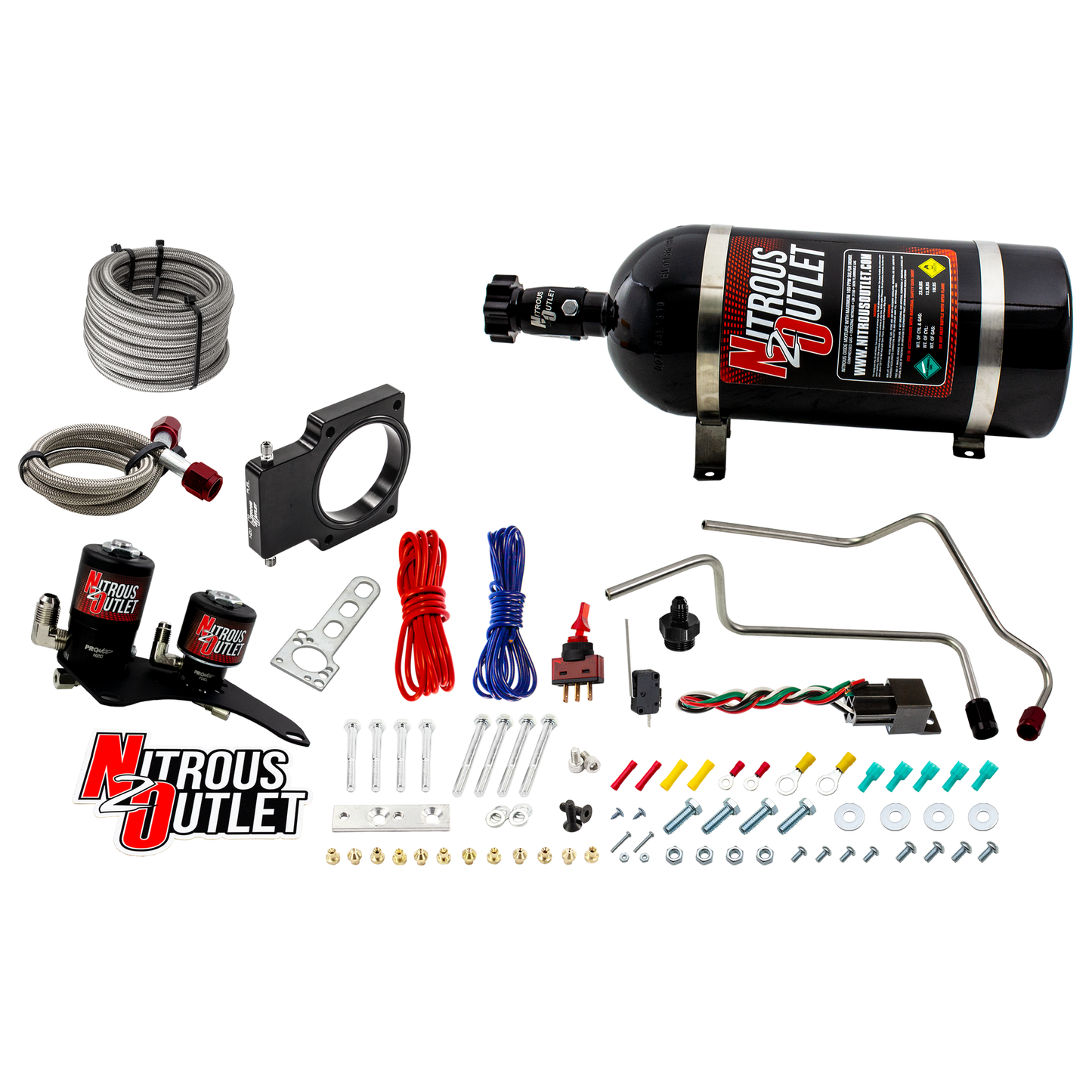 Nitrous Outlet GM 90mm 2007-2013 Truck Hard-line Plate System - Gas/E85 (5-55psi)(50-200HP)(10lb Bottle)