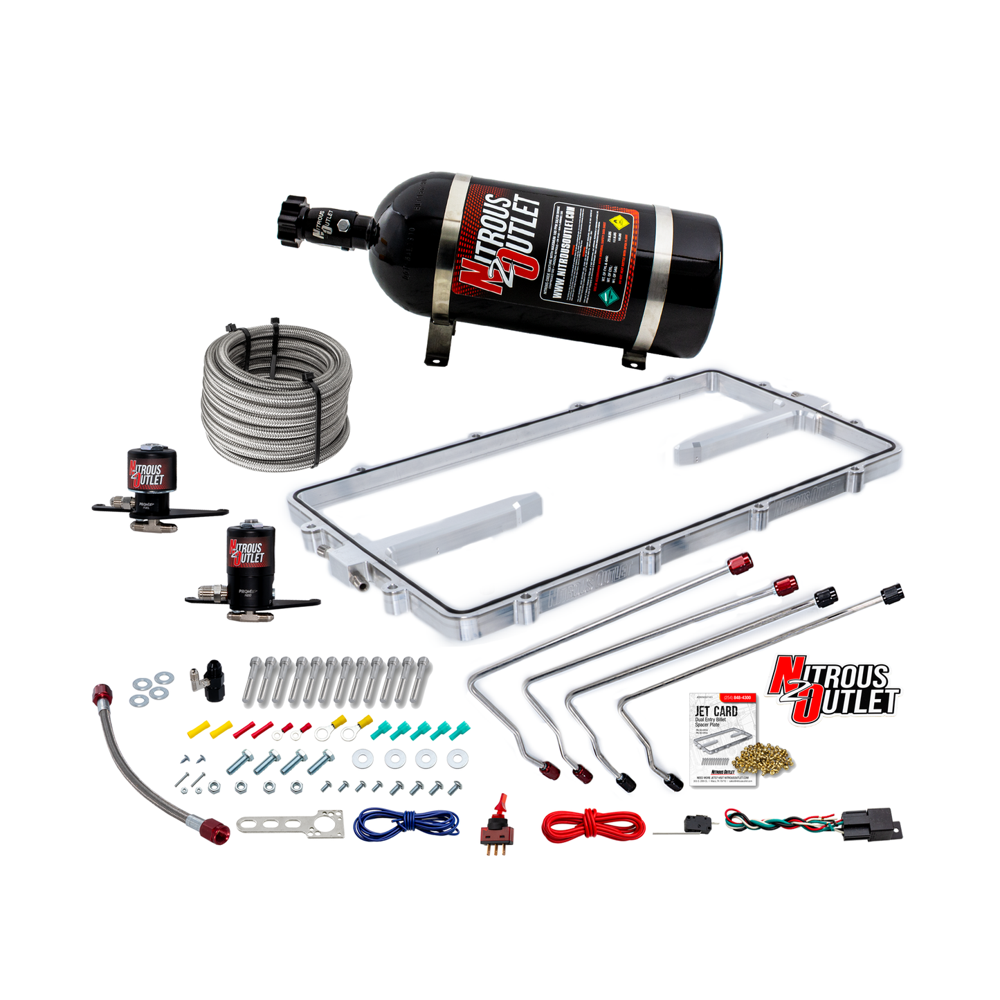 Nitrous Outlet GM 102mm Texas Speed Titan LR-T, SR-1, SR-3, SR-7 Intake Hard-Line Spacer Plate System -Gas/E85 (5-55psi)(50-200HP)(10lb Bottle)