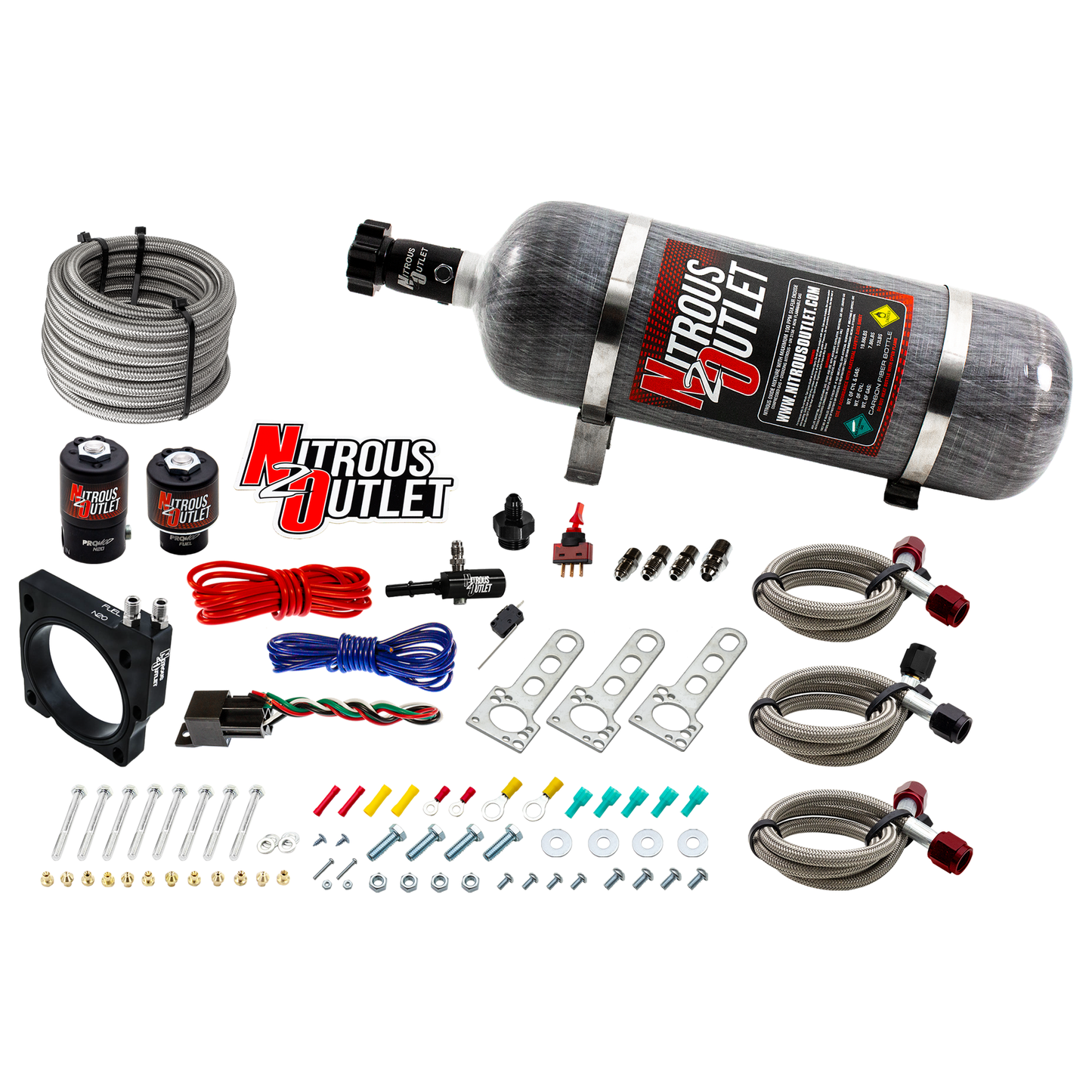 Nitrous Outlet Dodge 80mm 5.7/6.1 Hemi Plate System - Gas/E85 (5-55psi)(50-200HP)(12lb Bottle)