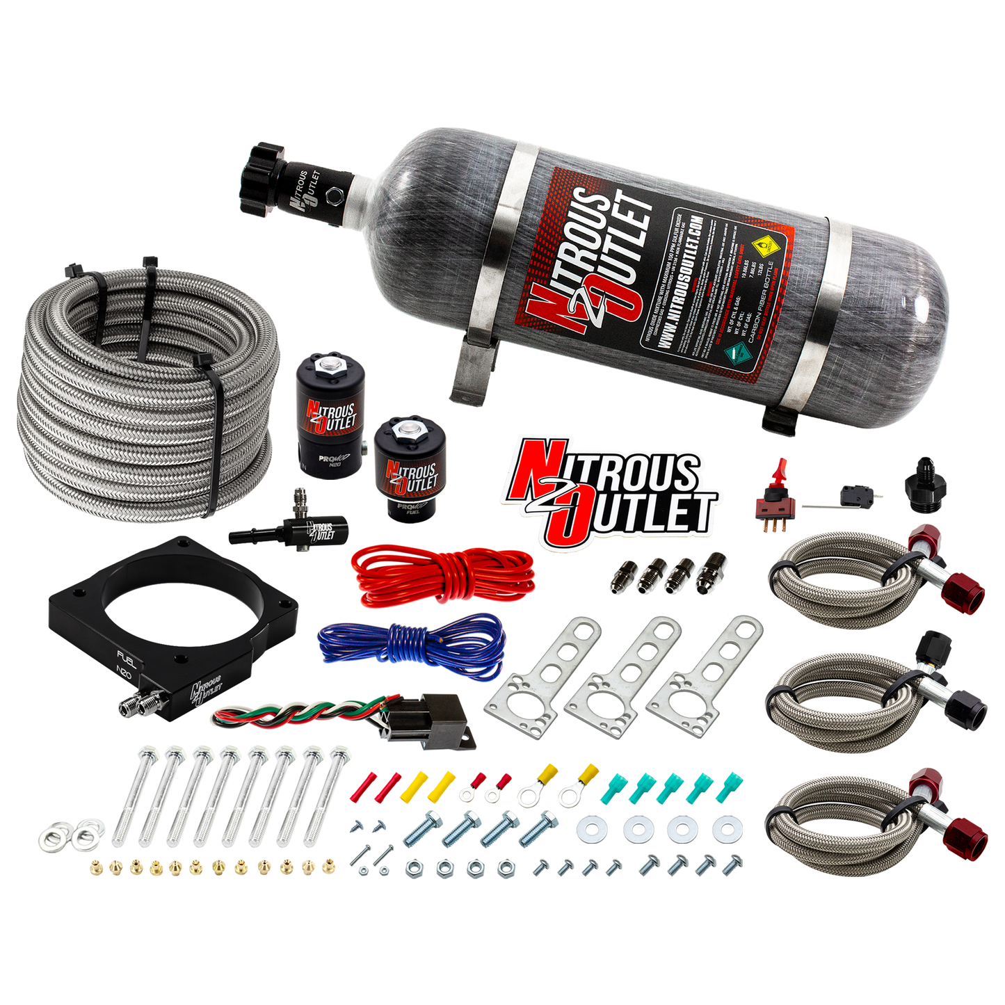 Nitrous Outlet Dodge 90mm 5.7/6.1 Hemi Plate System - Gas/E85 (5-55psi)(50-200HP)(12lb Bottle)