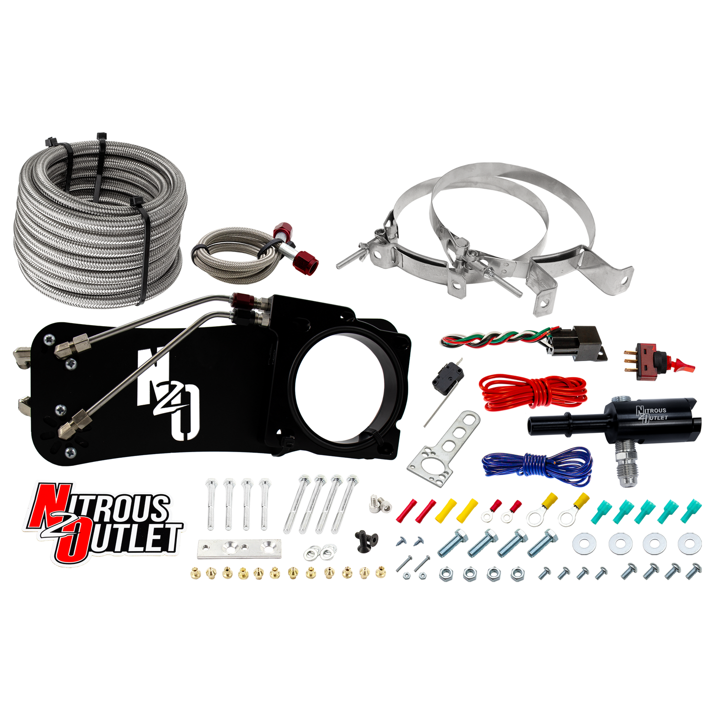 Nitrous Outlet Dodge 80mm 2009-2019 Challenger/Charger/300C/2005-2008 Magnum 5.7L Hemi Intake Hard-line Plate System - Gas/E85 (5-55psi)(50-200HP)(No Bottle)