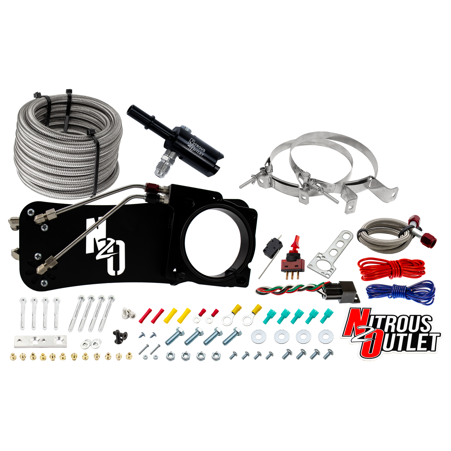 Nitrous Outlet Dodge 85mm 2009-2019 Challenger/Charger/300C/2005-2008 Magnum 5.7L Hemi Intake Hard-line Plate System - Gas/E85 (5-55psi)(50-200HP)(No Bottle)