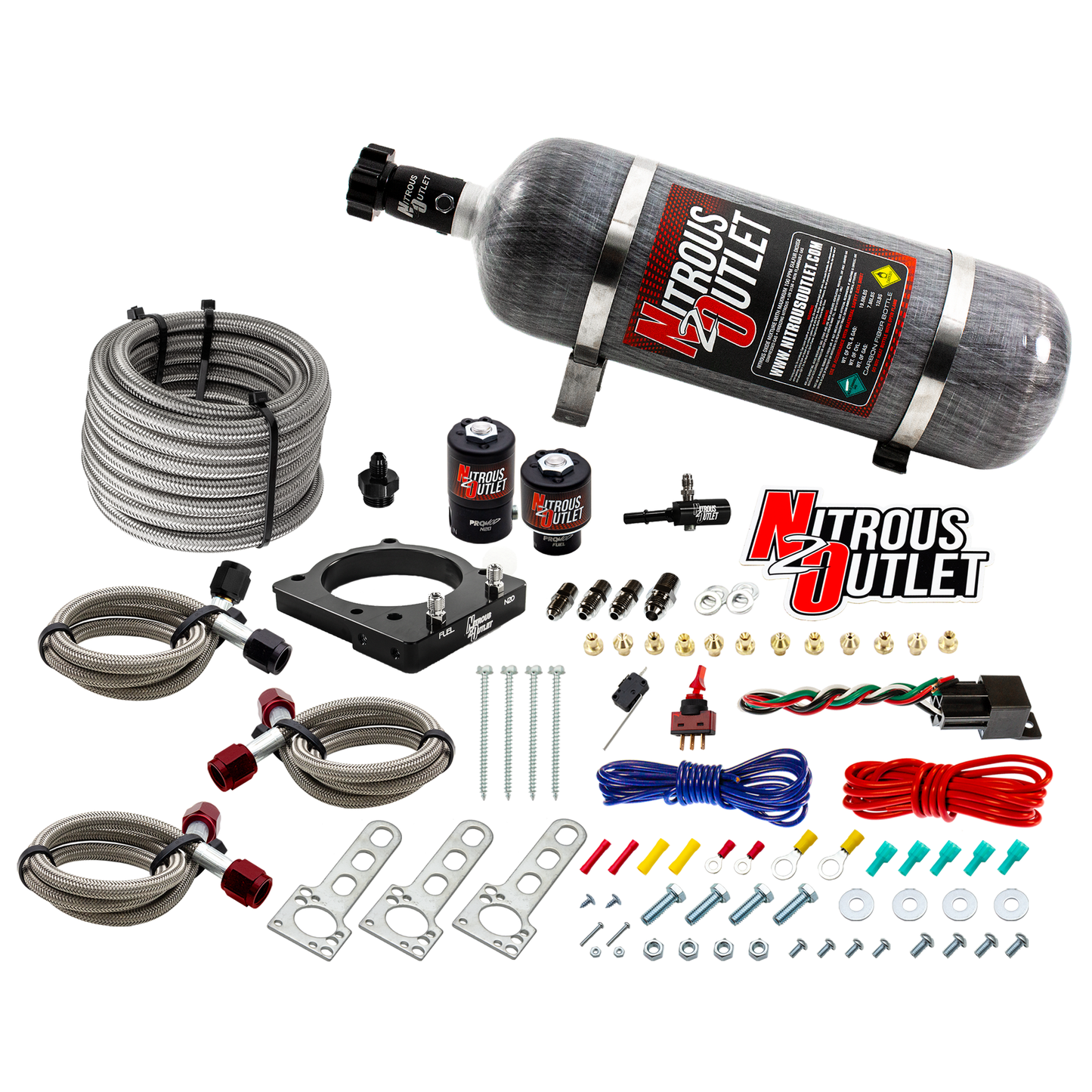 Nitrous Outlet Dodge 85mm 6.4L Hemi Plate System - Gas/E85 (5-55psi)(50-200HP)(12lb Bottle)