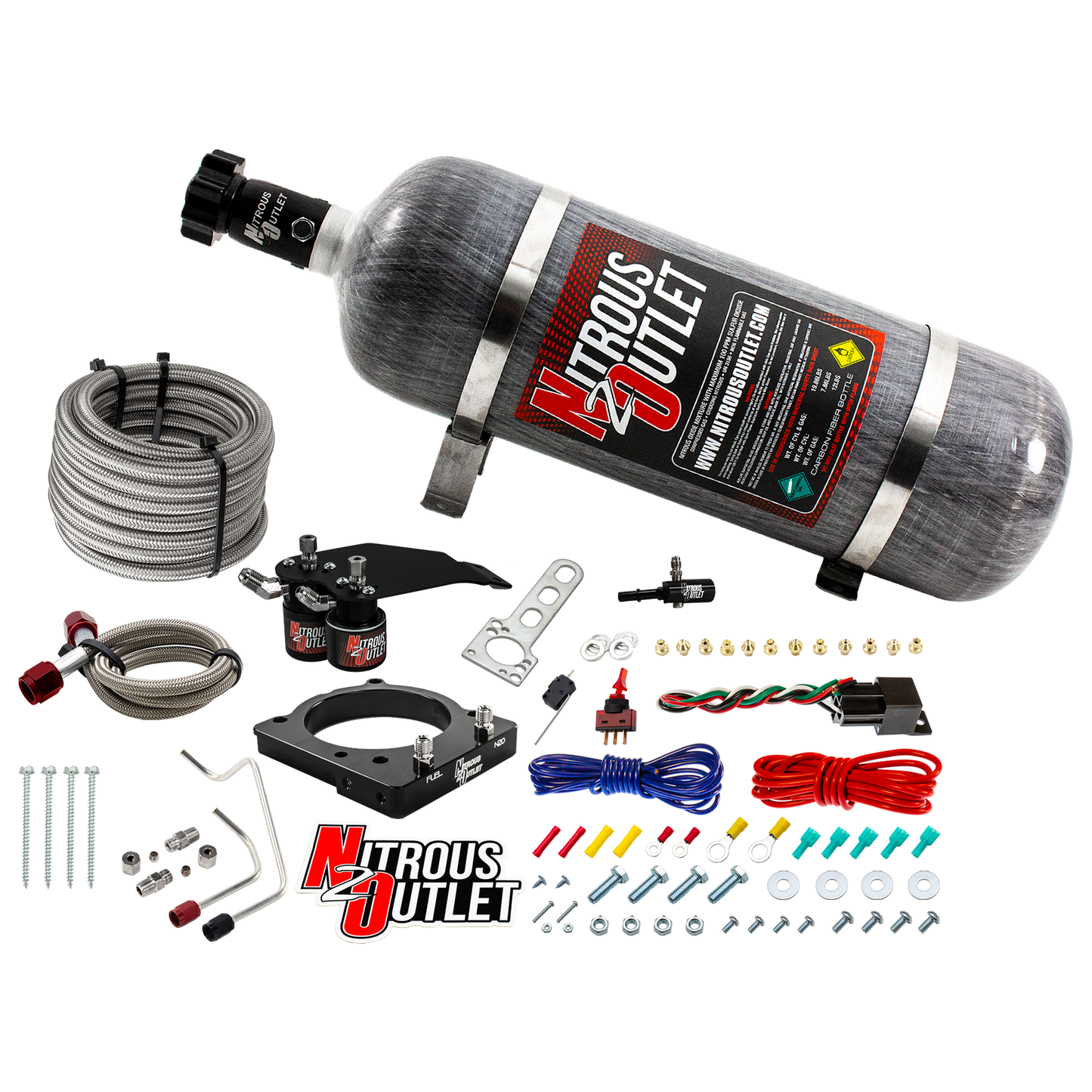Nitrous Outlet Dodge 2011-2019 Challenger/Charger/SRT8 Jeep/2018-2019 Durango 6.4L Hemi Hardline Plate System - Gas/E85 (5-55psi)(50-200HP)(12lb Bottle)